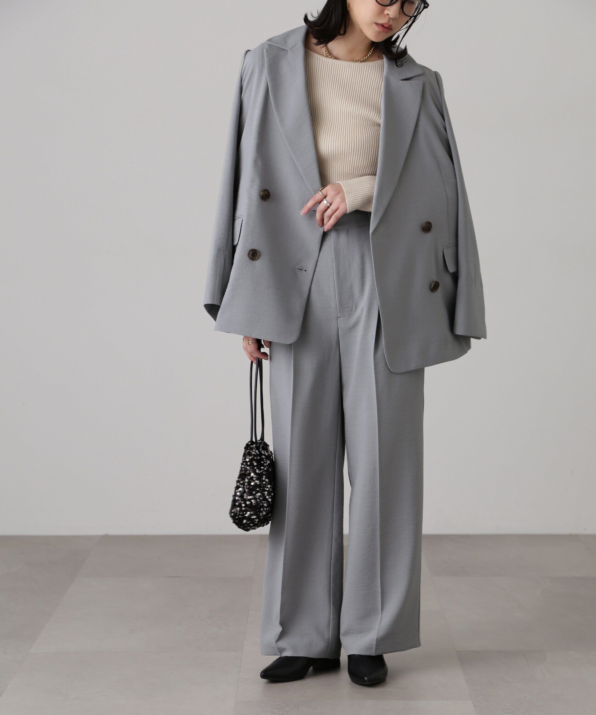  「[低身長サイズ/Sシリーズ]気流染めサイドボタンワイドパンツ」|その他|