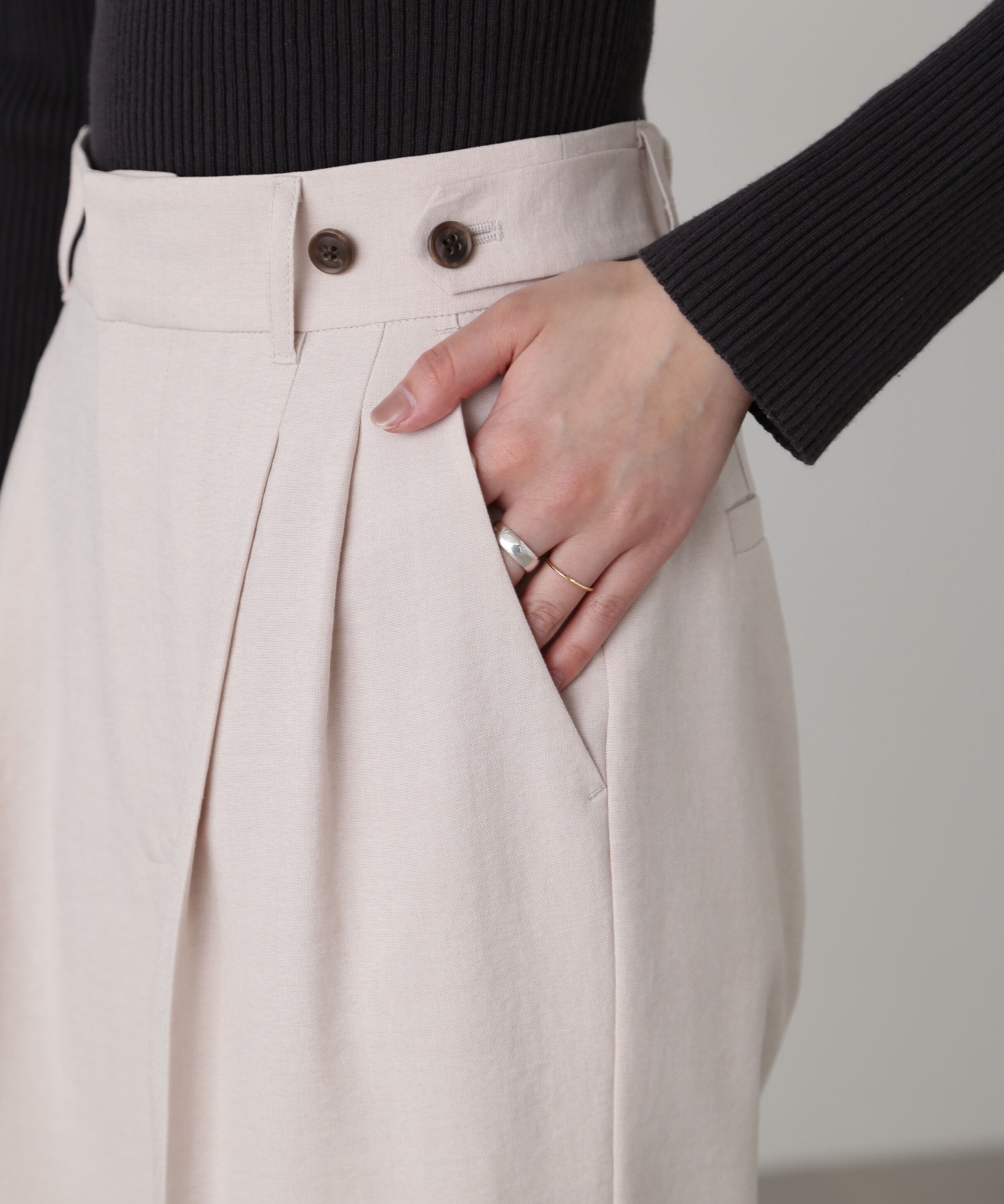  「[低身長サイズ/Sシリーズ]気流染めサイドボタンワイドパンツ」|その他|