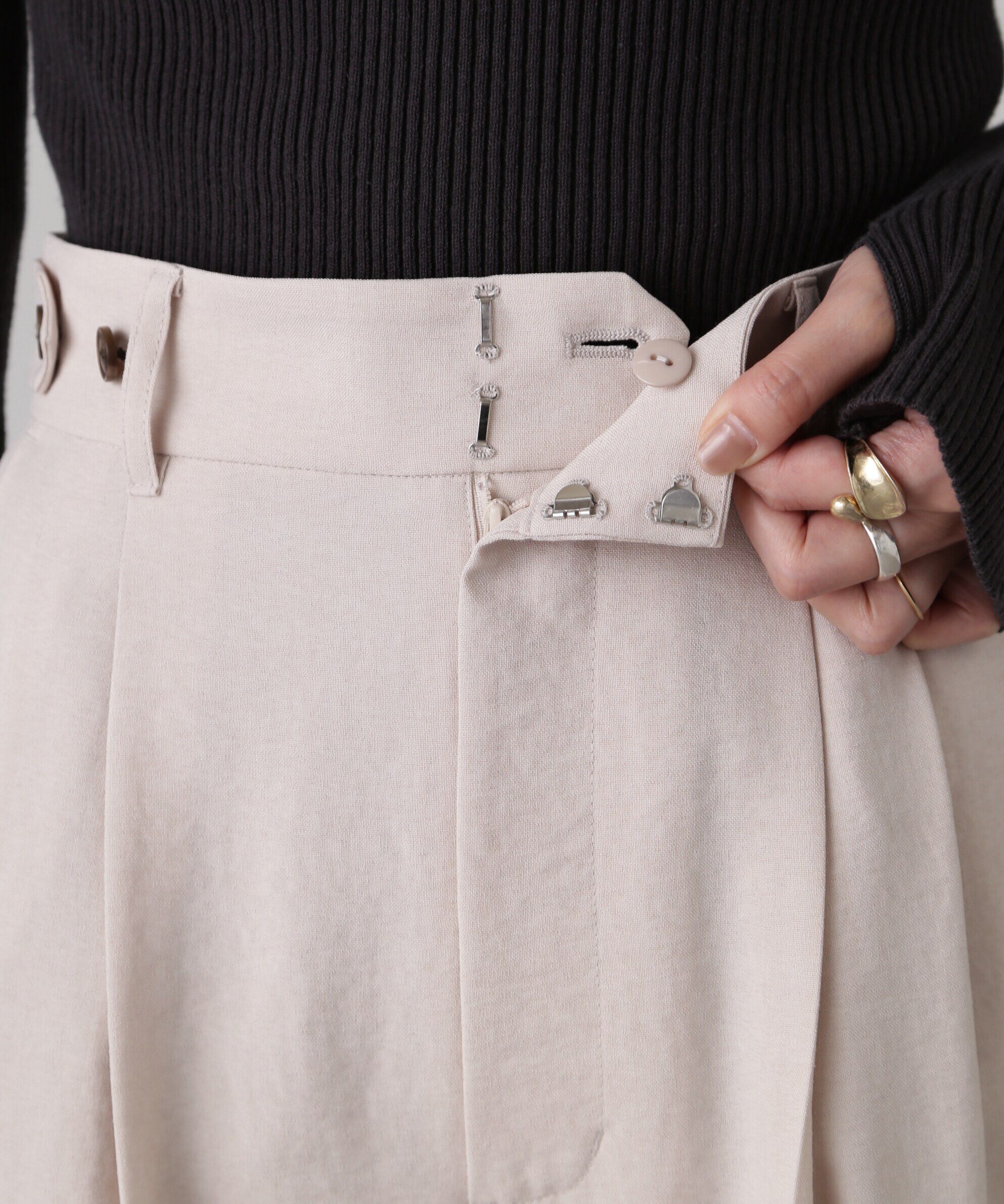  「[低身長サイズ/Sシリーズ]気流染めサイドボタンワイドパンツ」|その他|