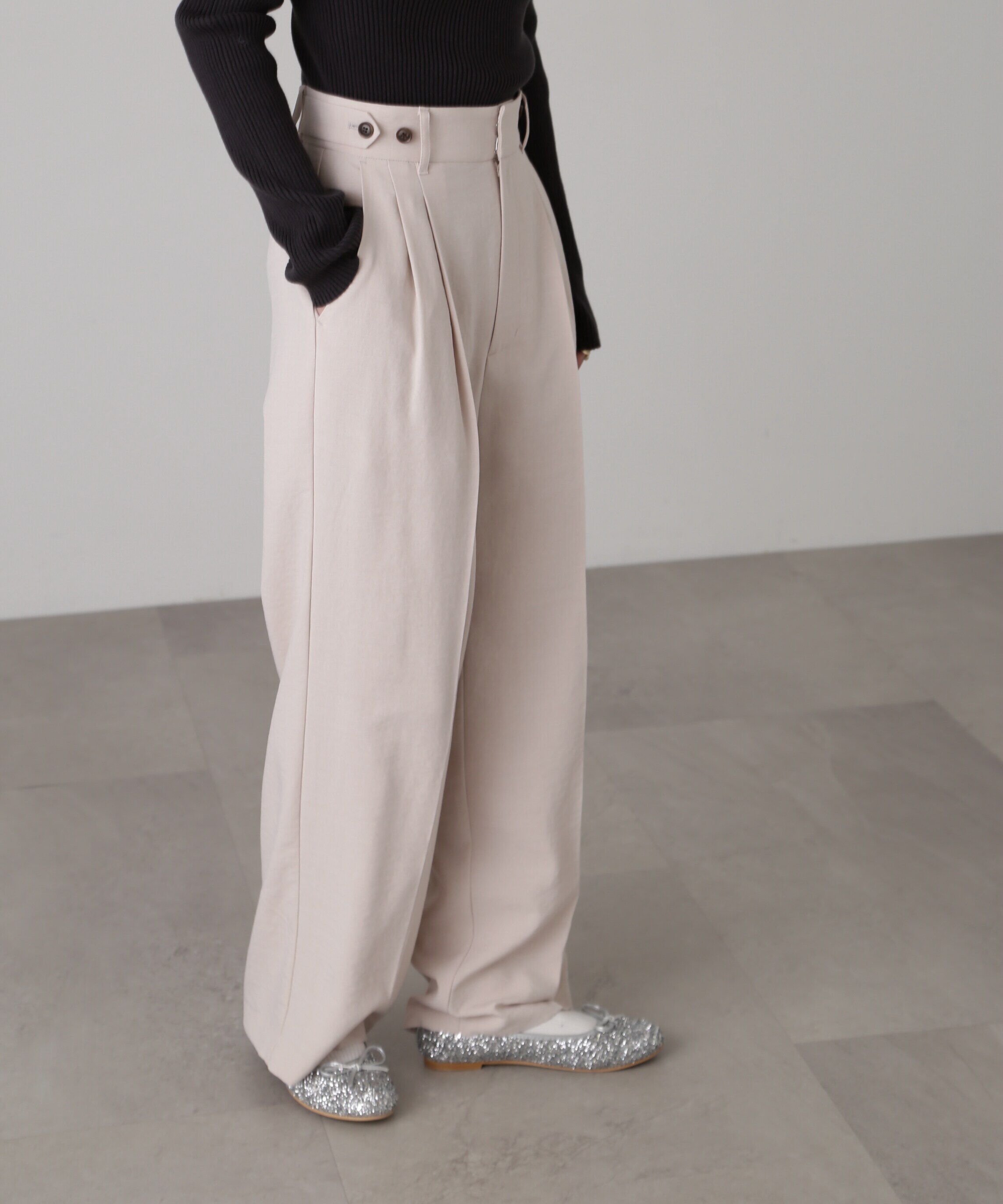  「[低身長サイズ/Sシリーズ]気流染めサイドボタンワイドパンツ」|その他|