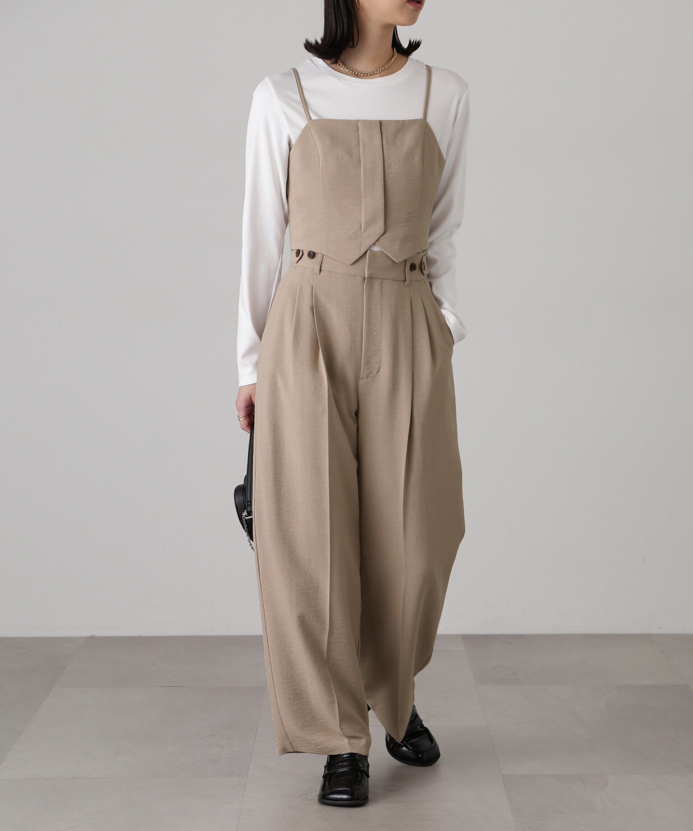  「[低身長サイズ/Sシリーズ]気流染めサイドボタンワイドパンツ」|その他|