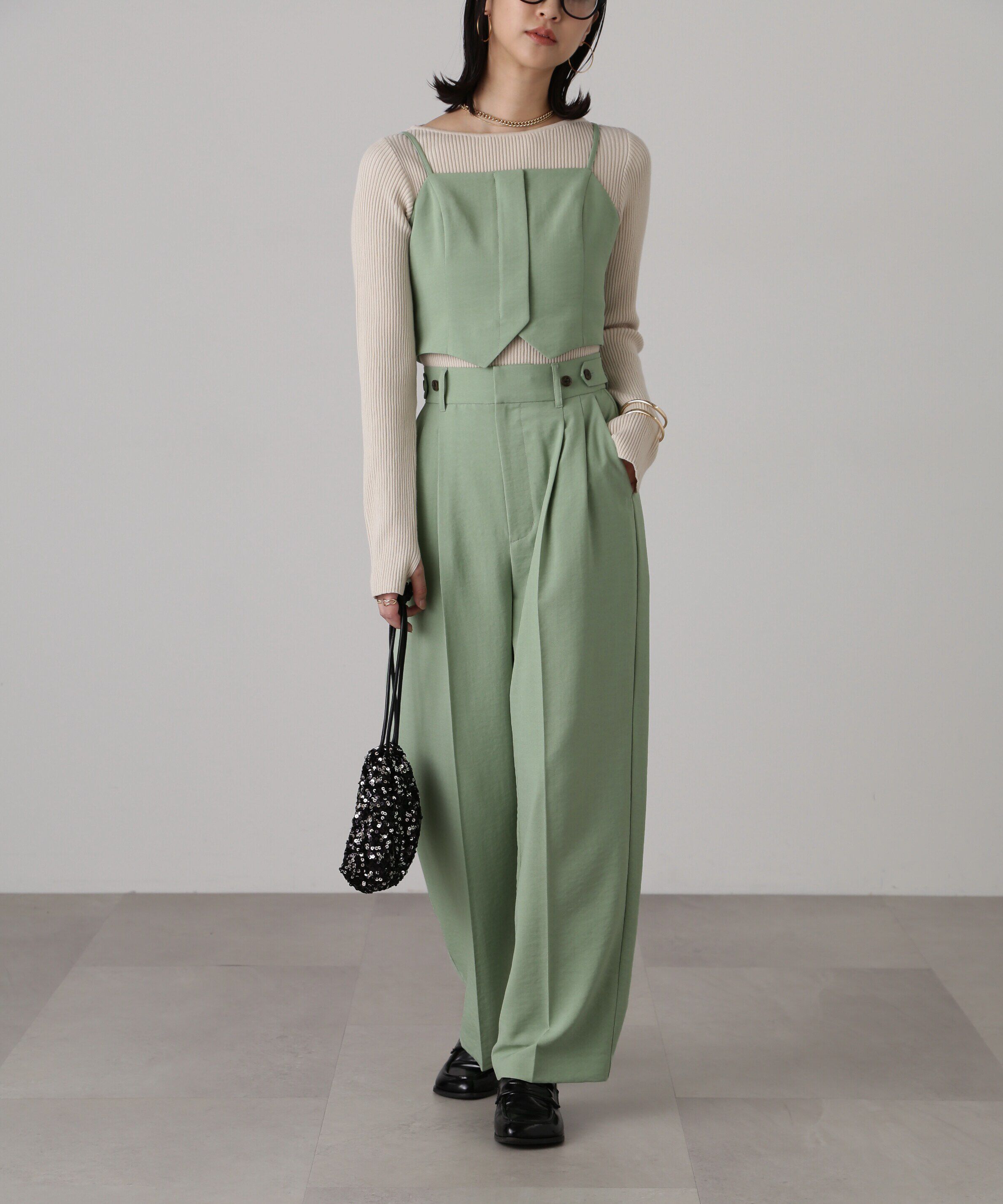  「[低身長サイズ/Sシリーズ]気流染めサイドボタンワイドパンツ」|その他|