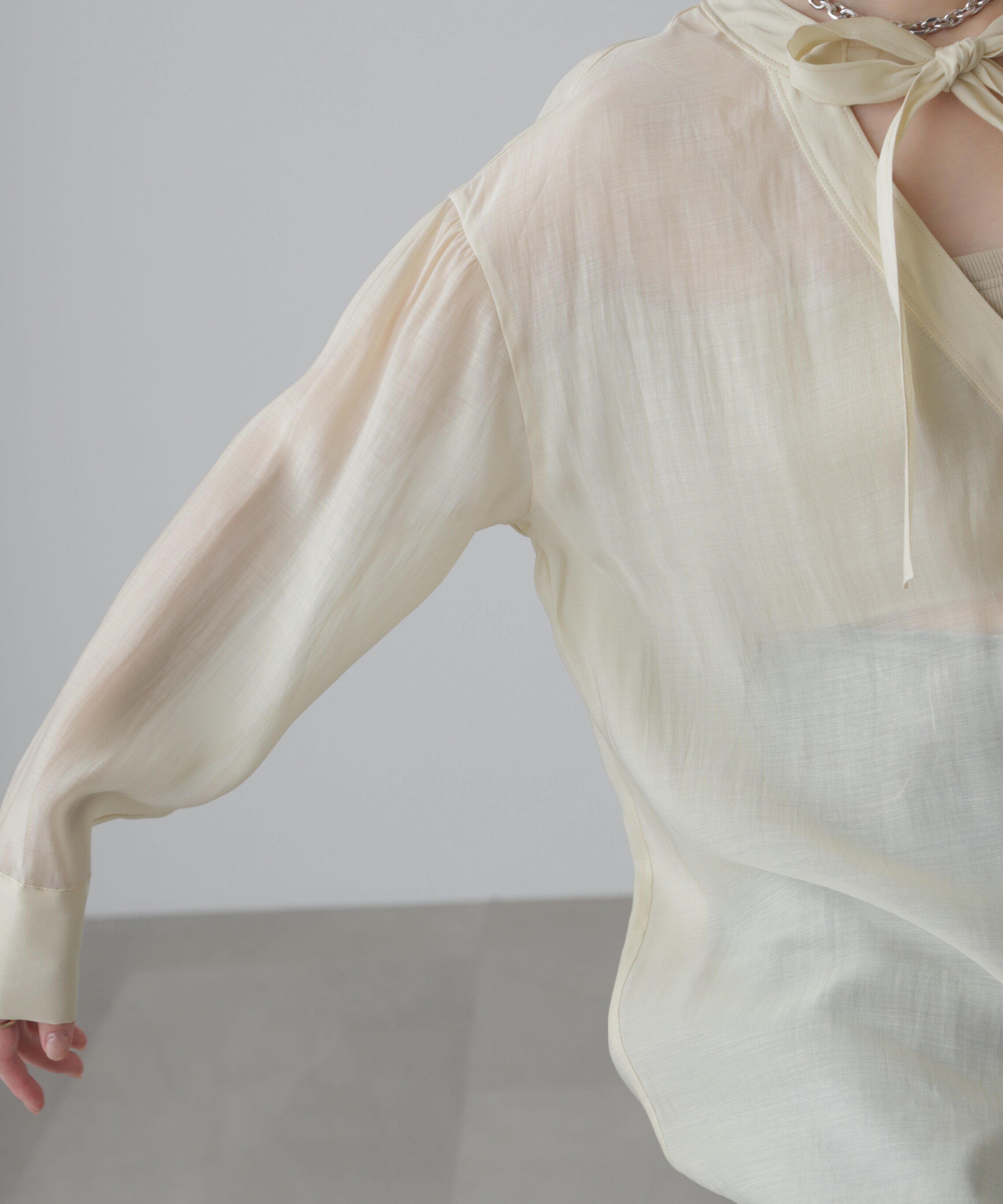  「シアーボウタイチュニック丈ブラウス」|シャツ・ブラウス|