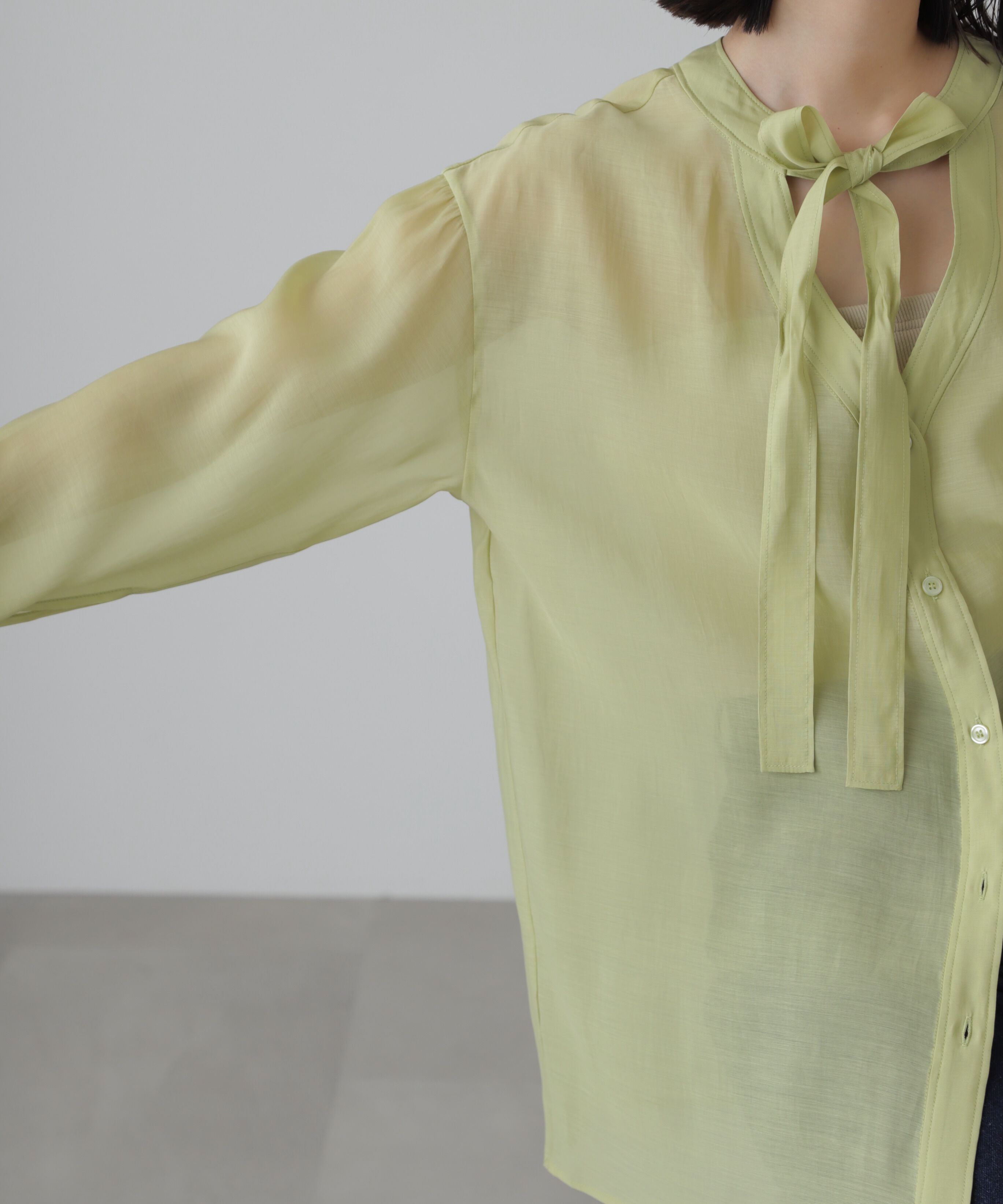  「シアーボウタイチュニック丈ブラウス」|シャツ・ブラウス|