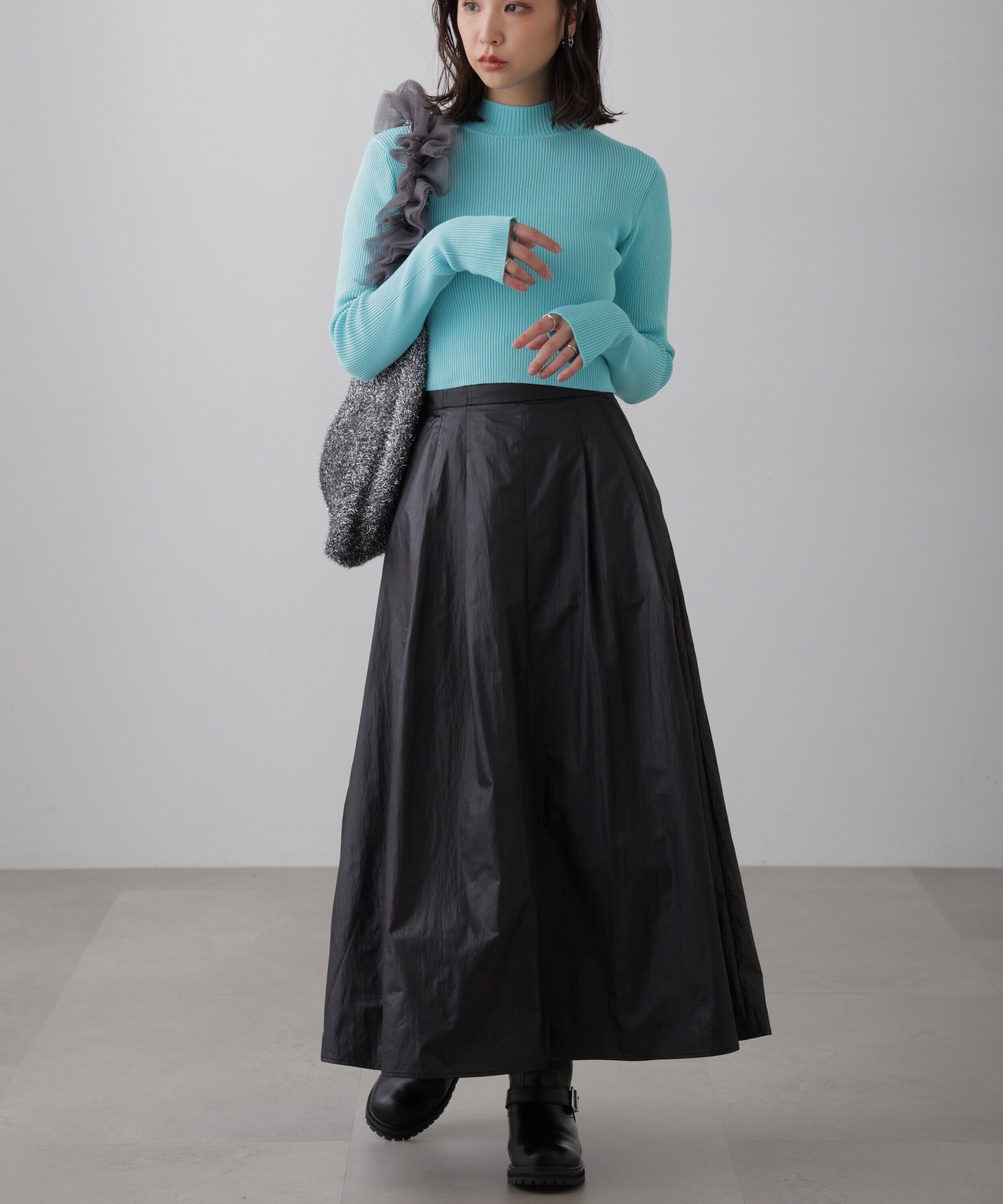  「〈洗える〉マシンウォッシャブルハイネックショート丈ニット」|ニット・セーター|