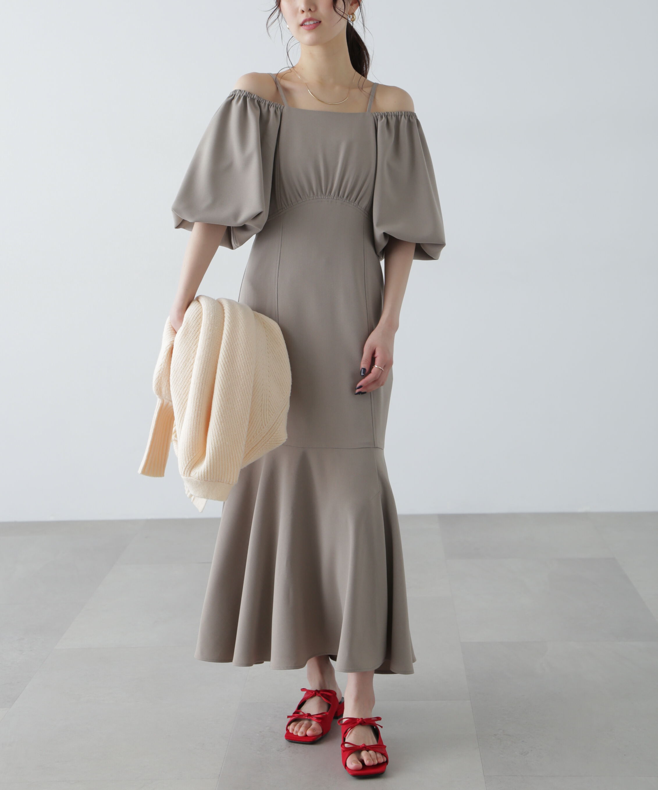  「2wayオフショルマーメイドワンピース」|ワンピース|グレージュ
