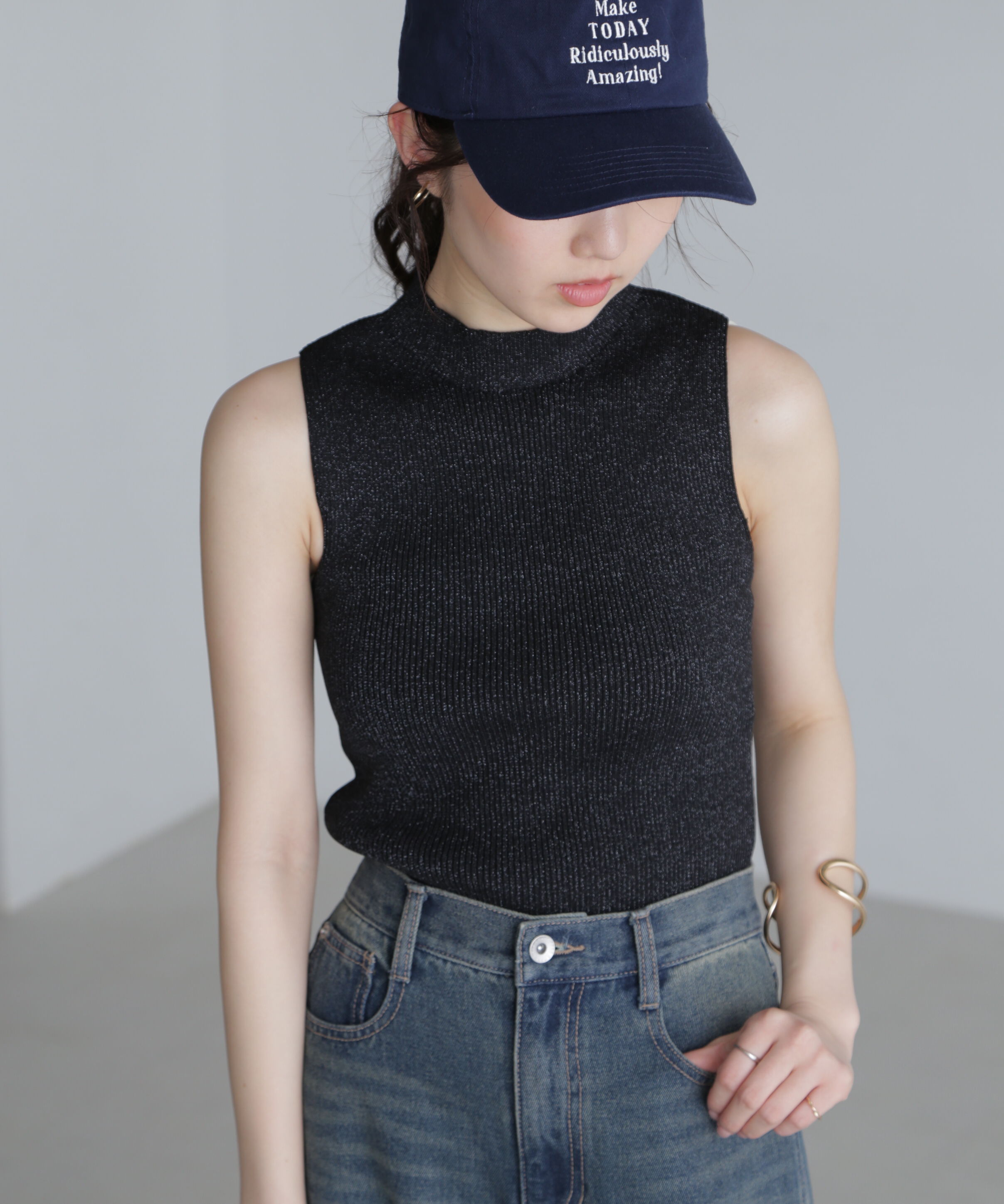  「ラメノースリーブニット」|ニット・セーター|