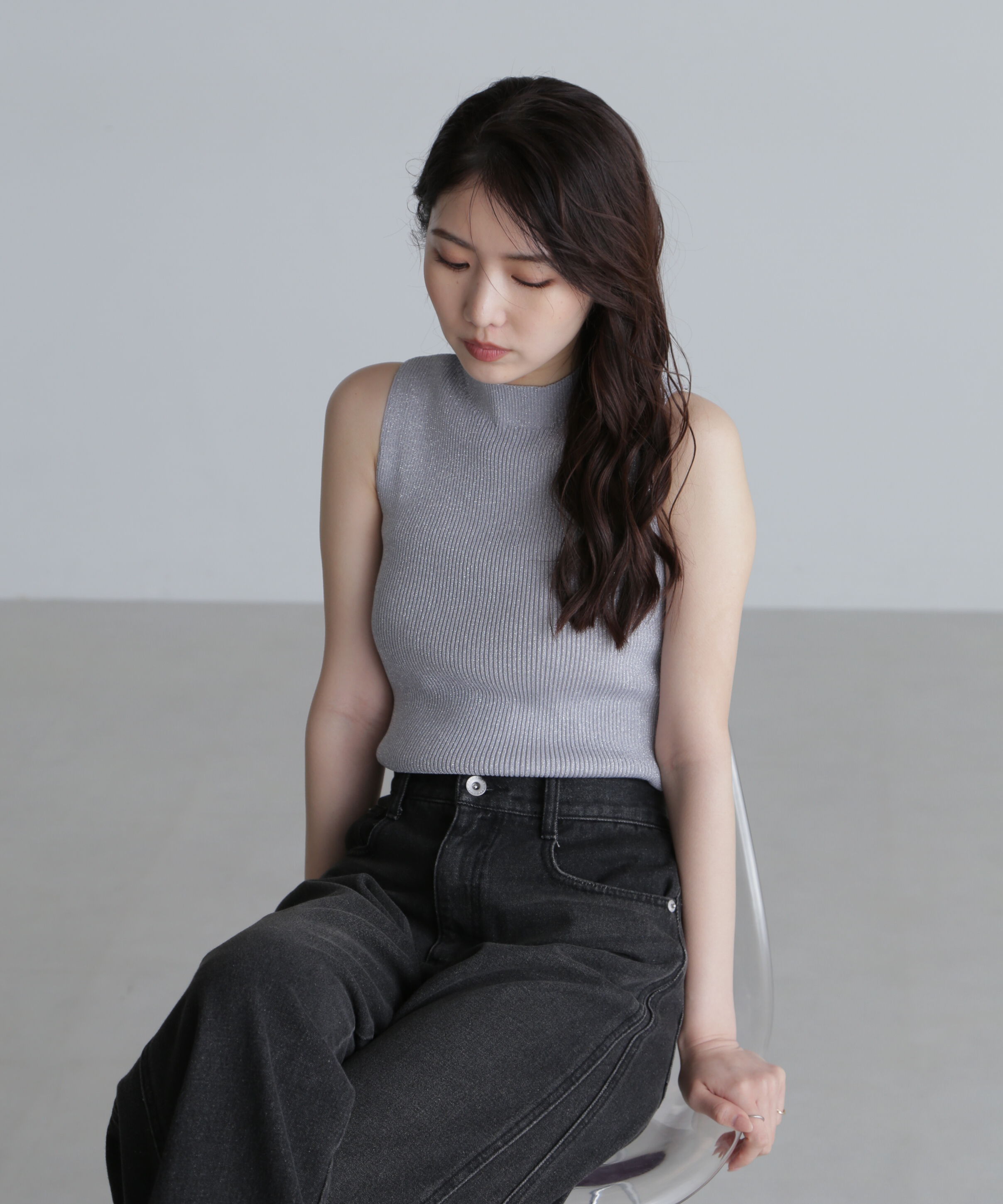  「ラメノースリーブニット」|ニット・セーター|