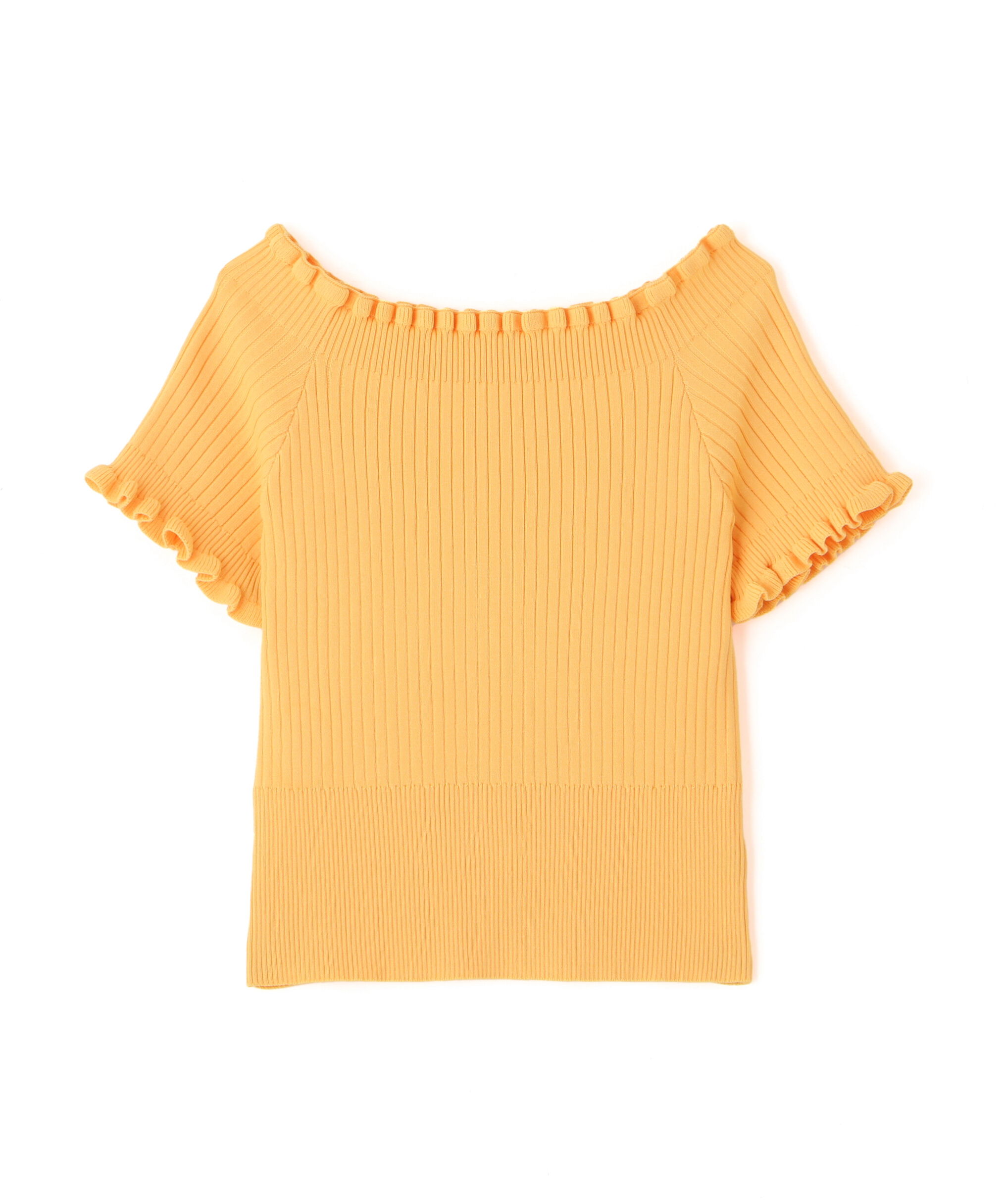  「2wayオフショルフリルリブ半袖ニット」|ニット・セーター|