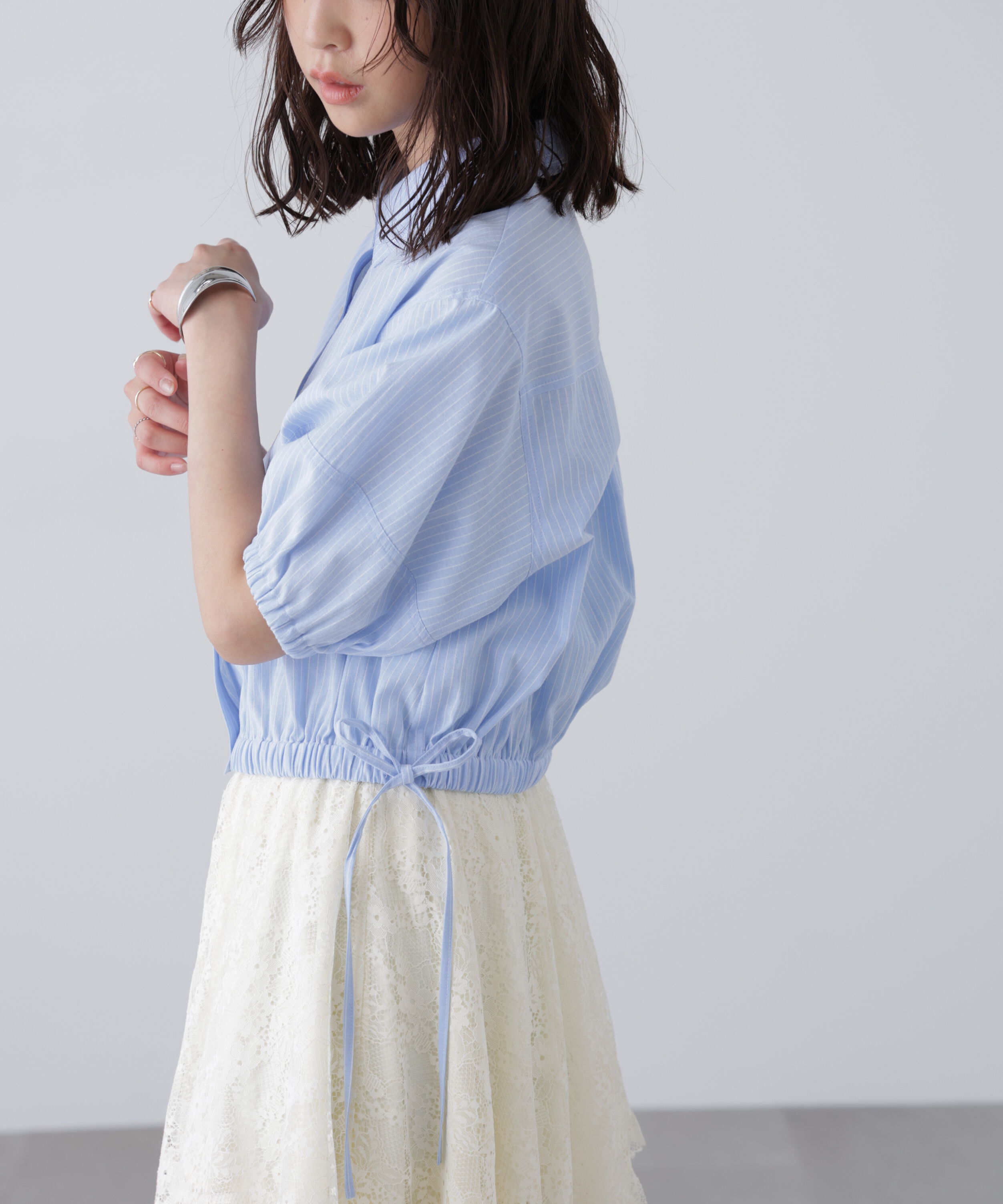  「裾ドロスト半袖ブラウス」|シャツ・ブラウス|