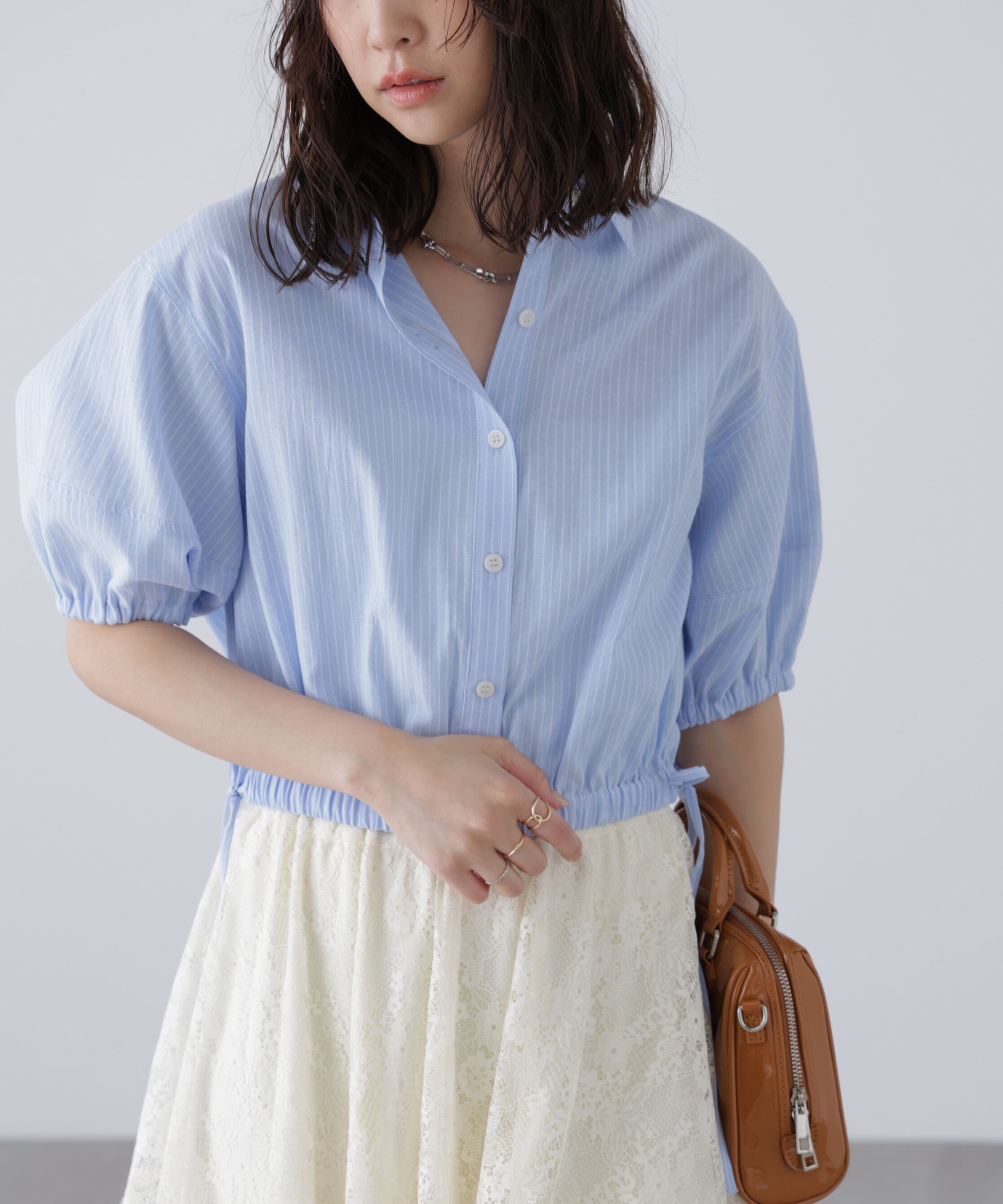  「裾ドロスト半袖ブラウス」|シャツ・ブラウス|
