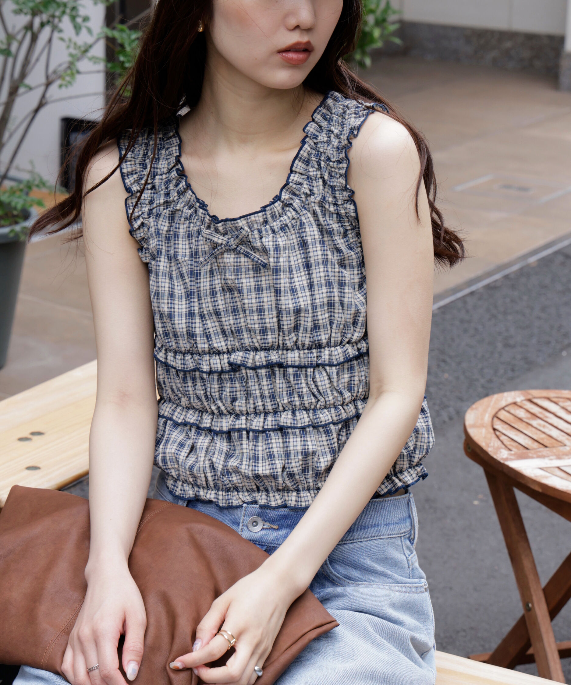  「シャーリングタンクトップブラウス」|シャツ・ブラウス|ネイビーチェ 1