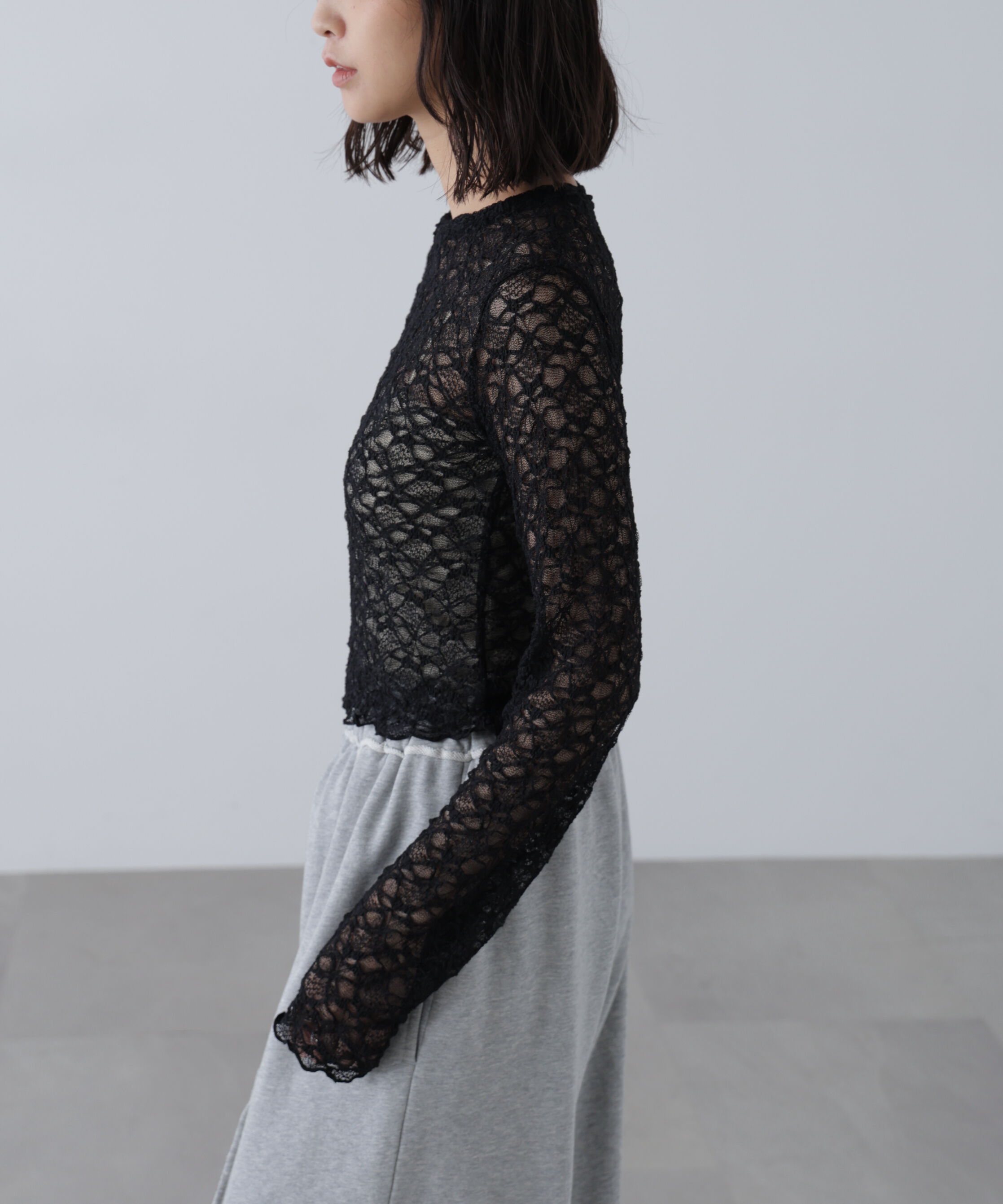  「ショート丈レーストップス」|Tシャツ・カットソー|