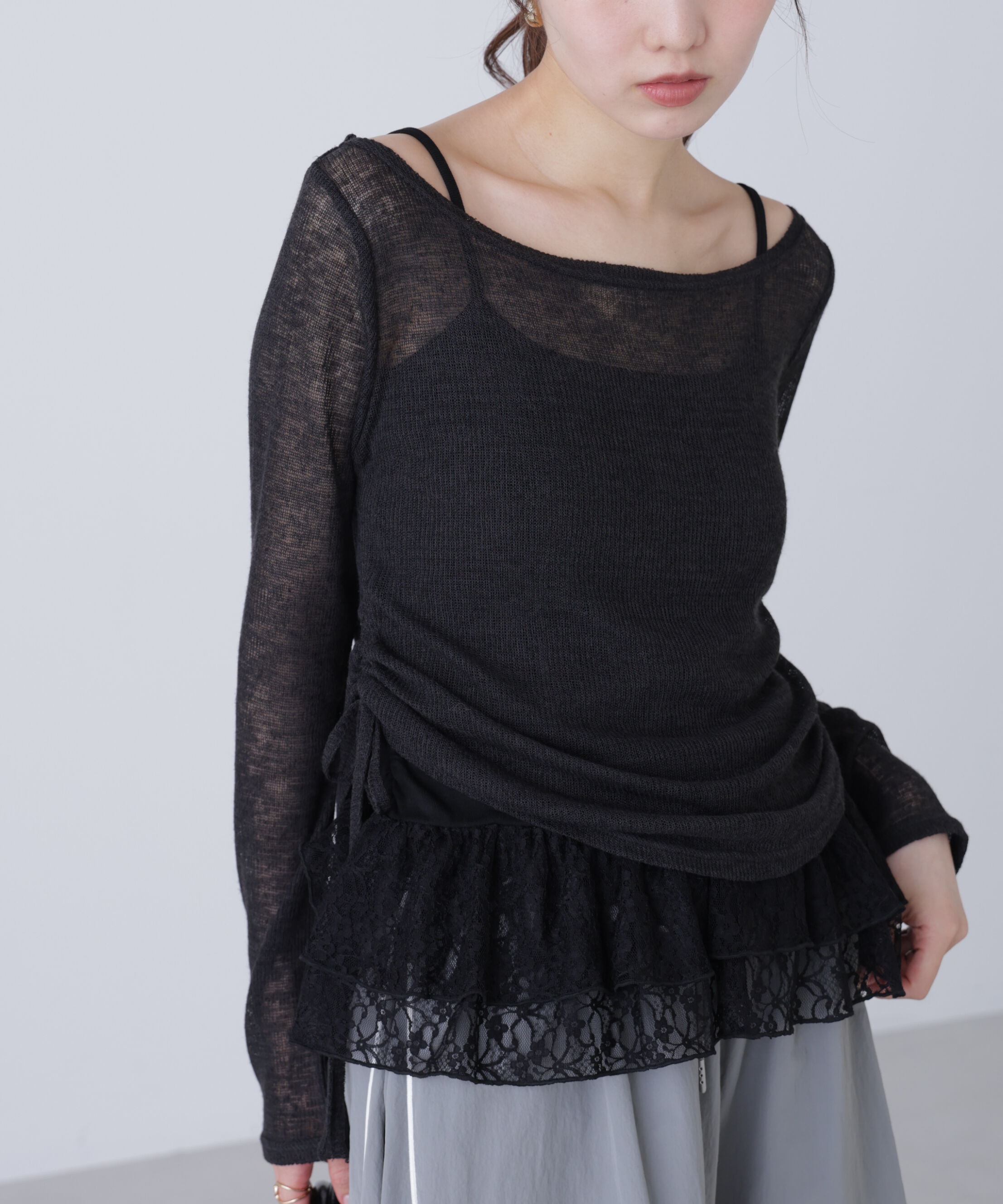  「メランジドロストレースティアードキャミセット」|Tシャツ・カットソー|