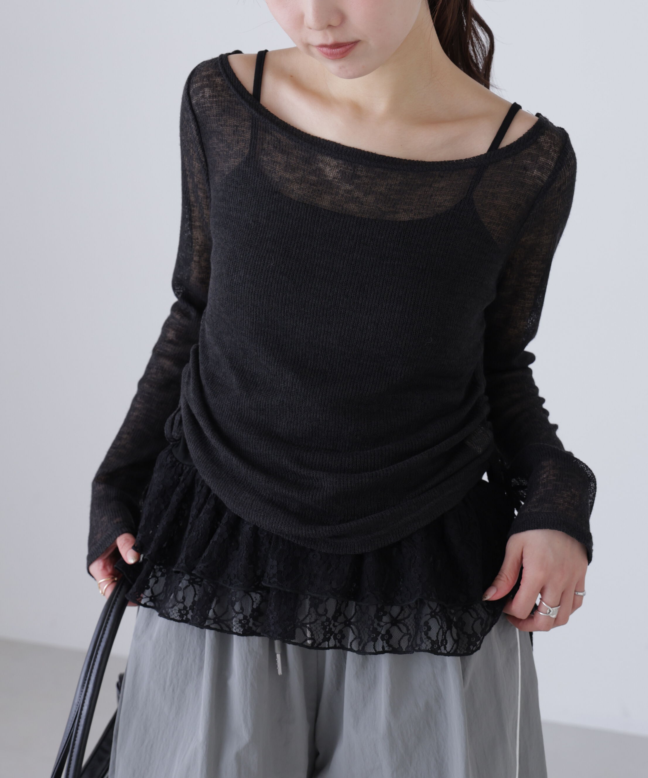  「メランジドロストレースティアードキャミセット」|Tシャツ・カットソー|