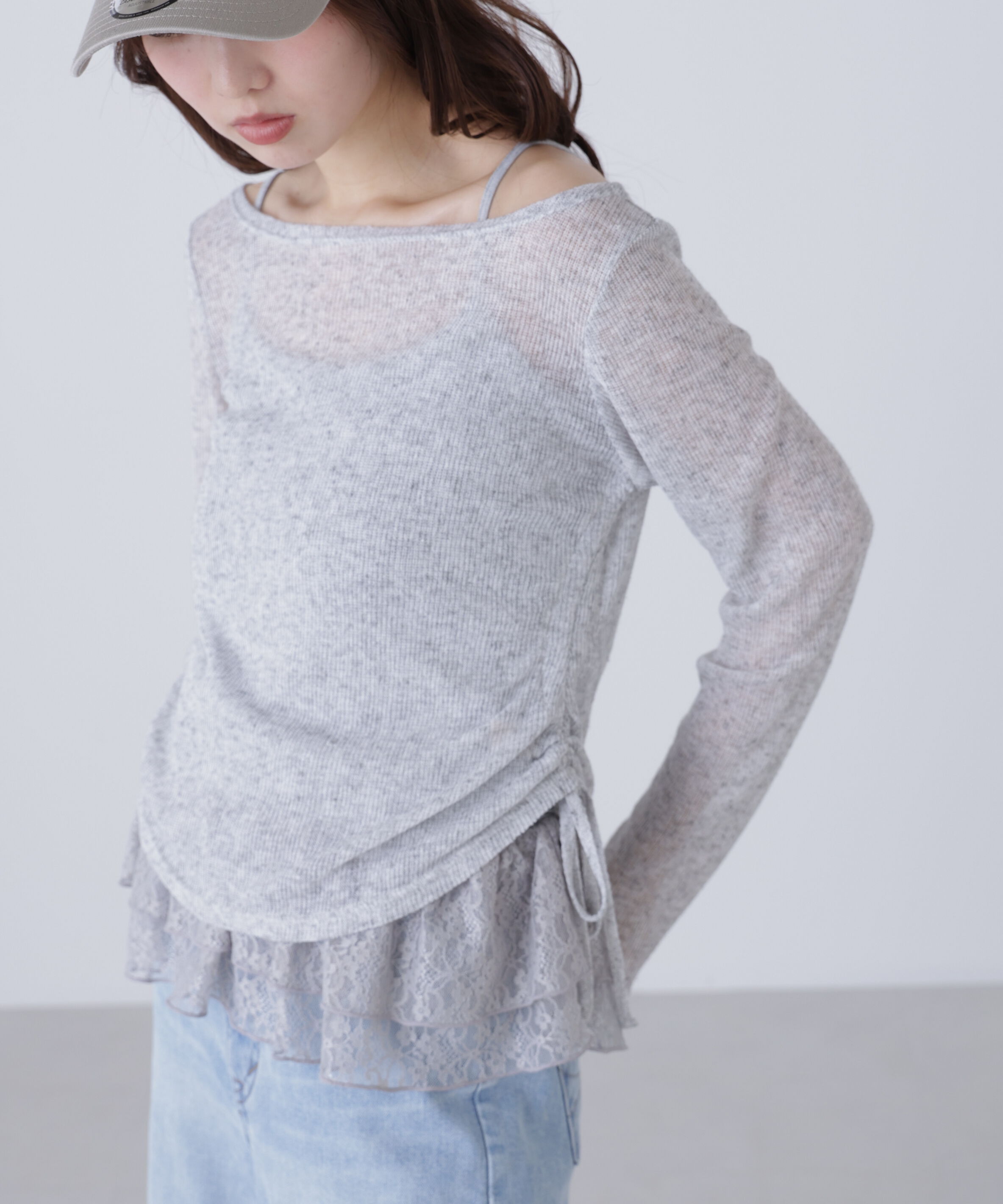  「メランジドロストレースティアードキャミセット」|Tシャツ・カットソー|