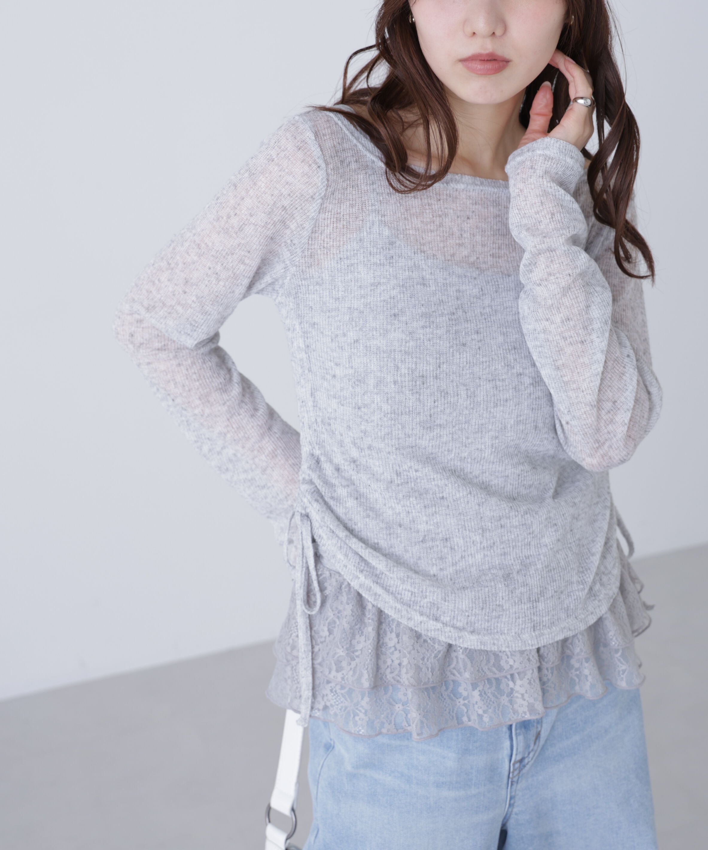  「メランジドロストレースティアードキャミセット」|Tシャツ・カットソー|