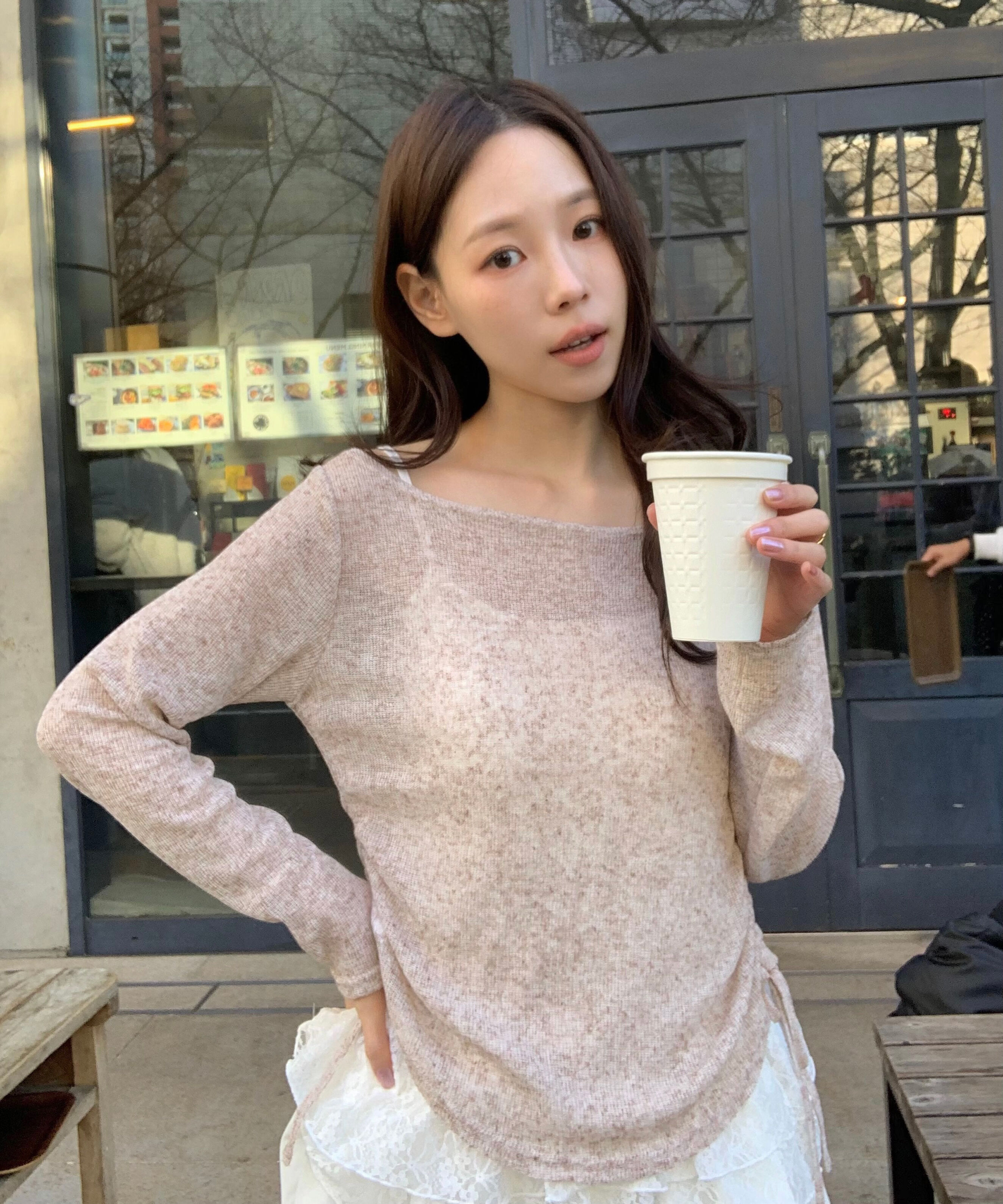  「メランジドロストレースティアードキャミセット」|Tシャツ・カットソー|ブラウン