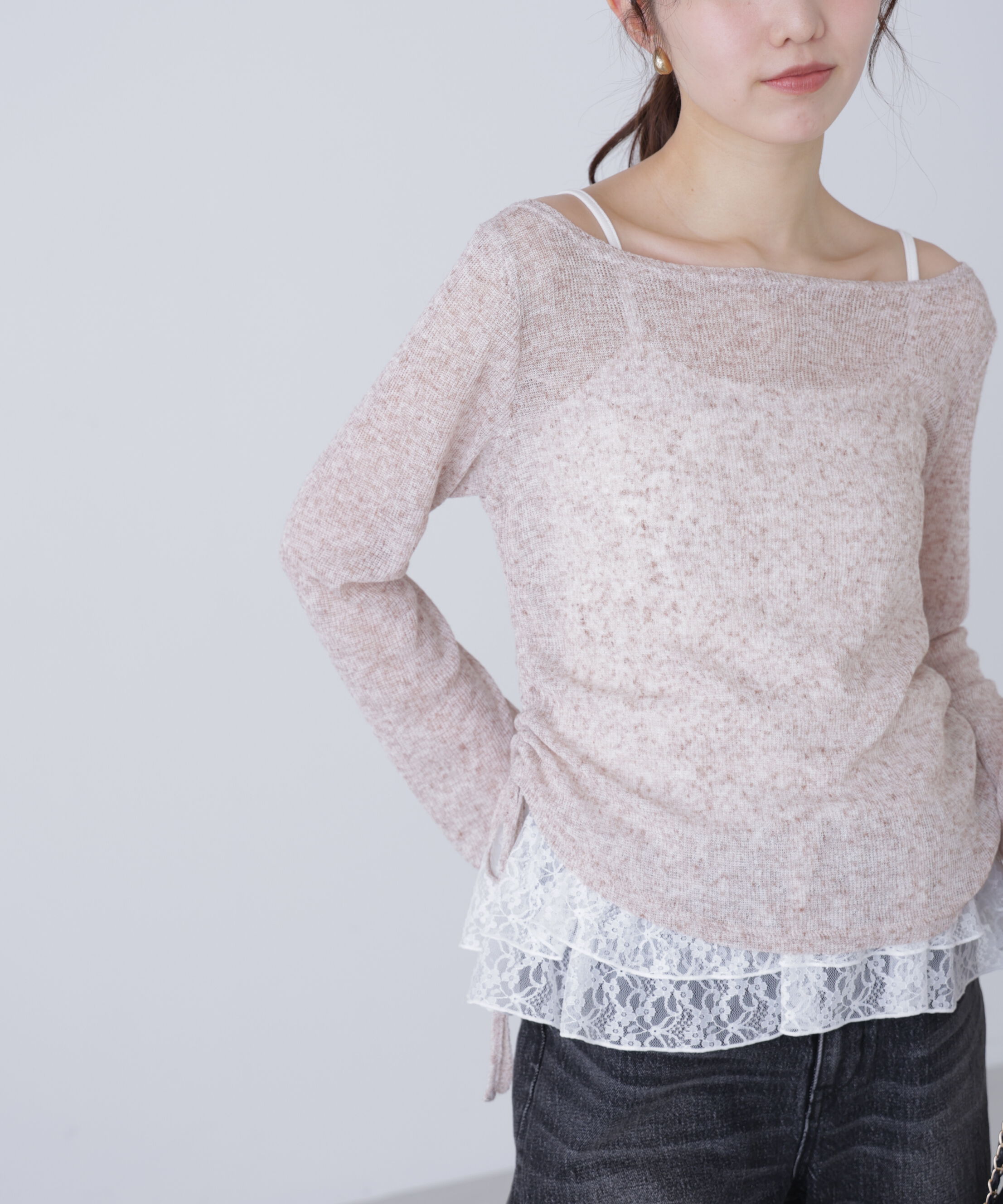  「メランジドロストレースティアードキャミセット」|Tシャツ・カットソー|