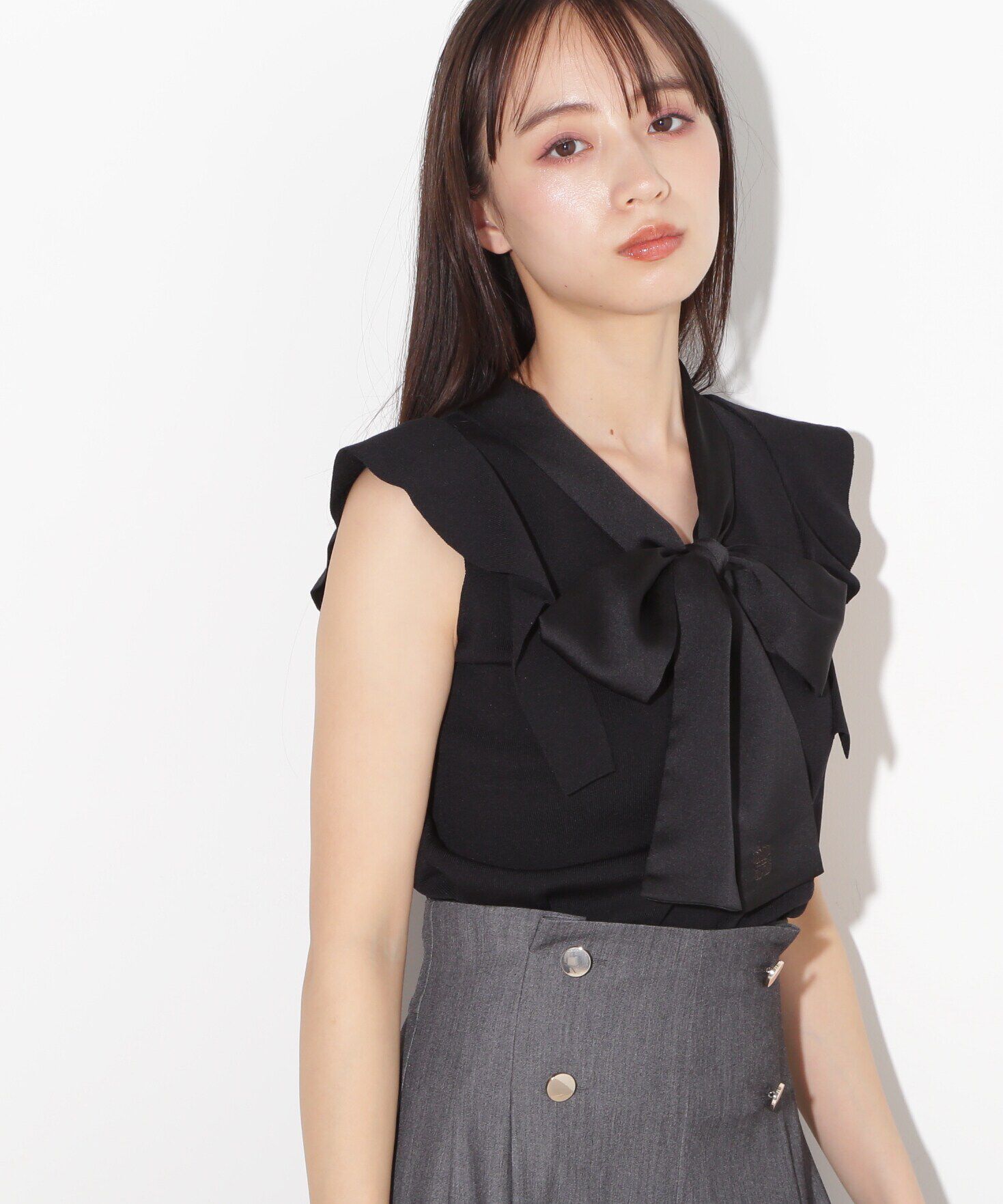  「サテンボウタイニットトップス」|ニット・セーター|