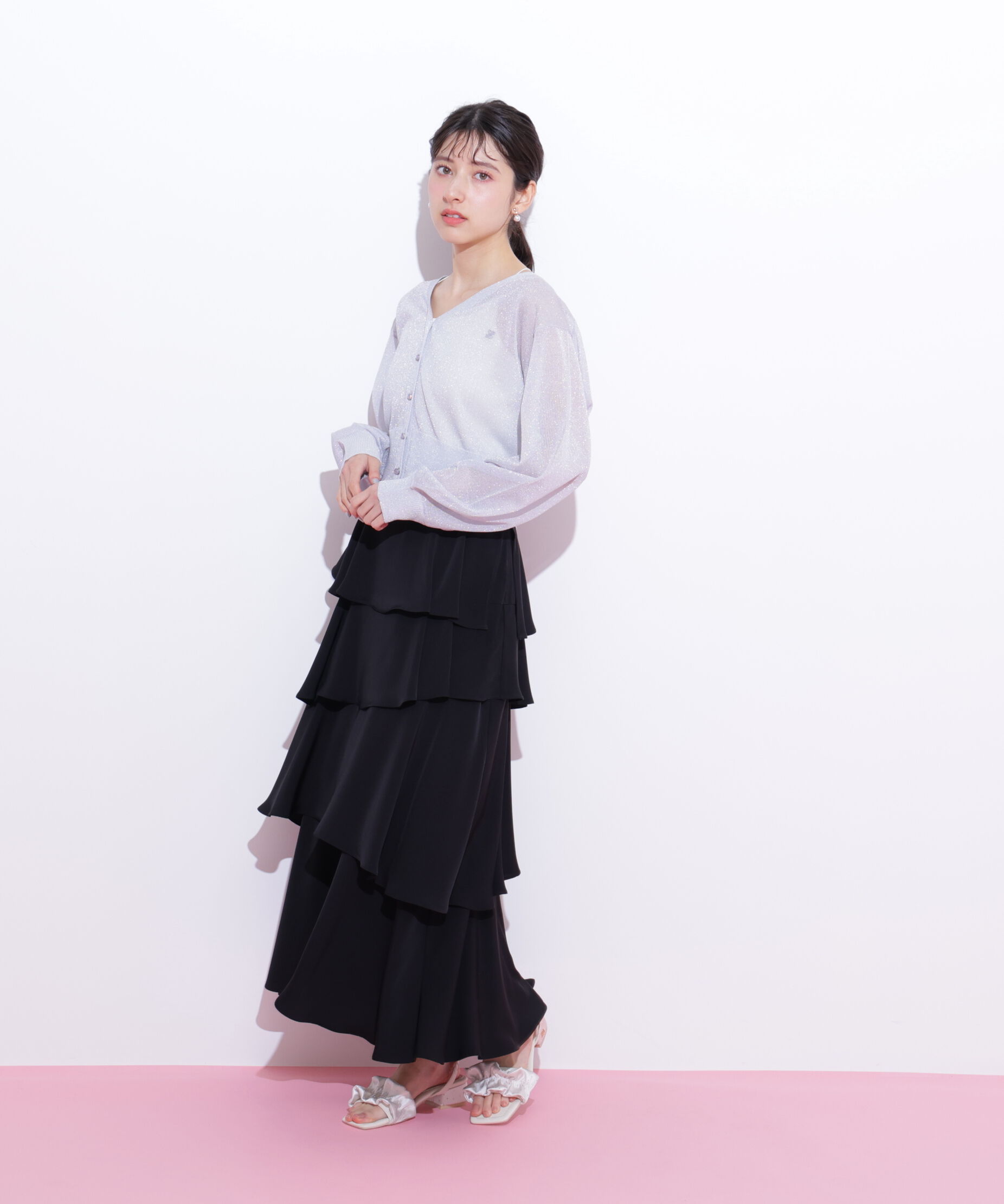  「アシメティアードロングスカート」|スカート|