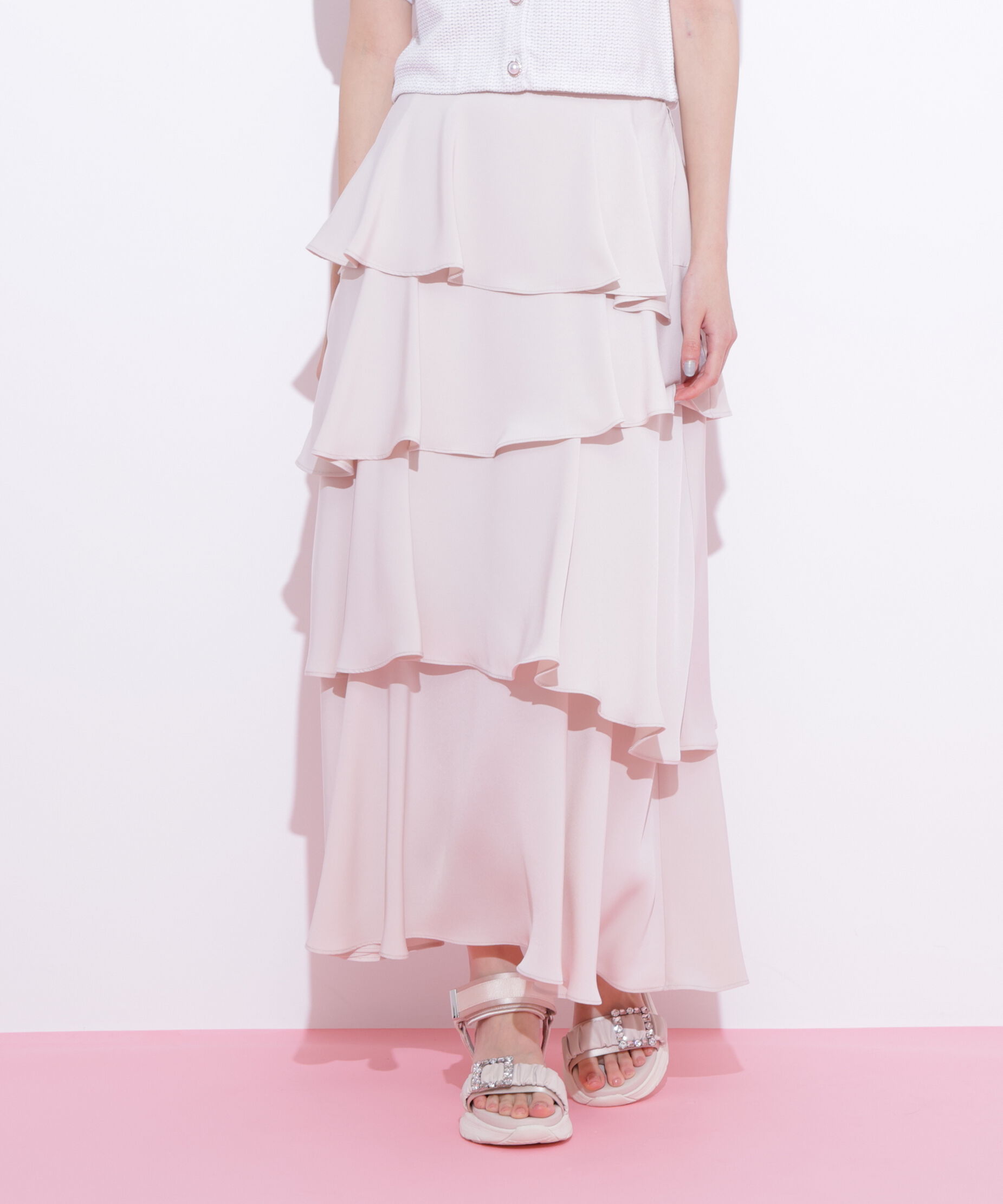  「アシメティアードロングスカート」|スカート|