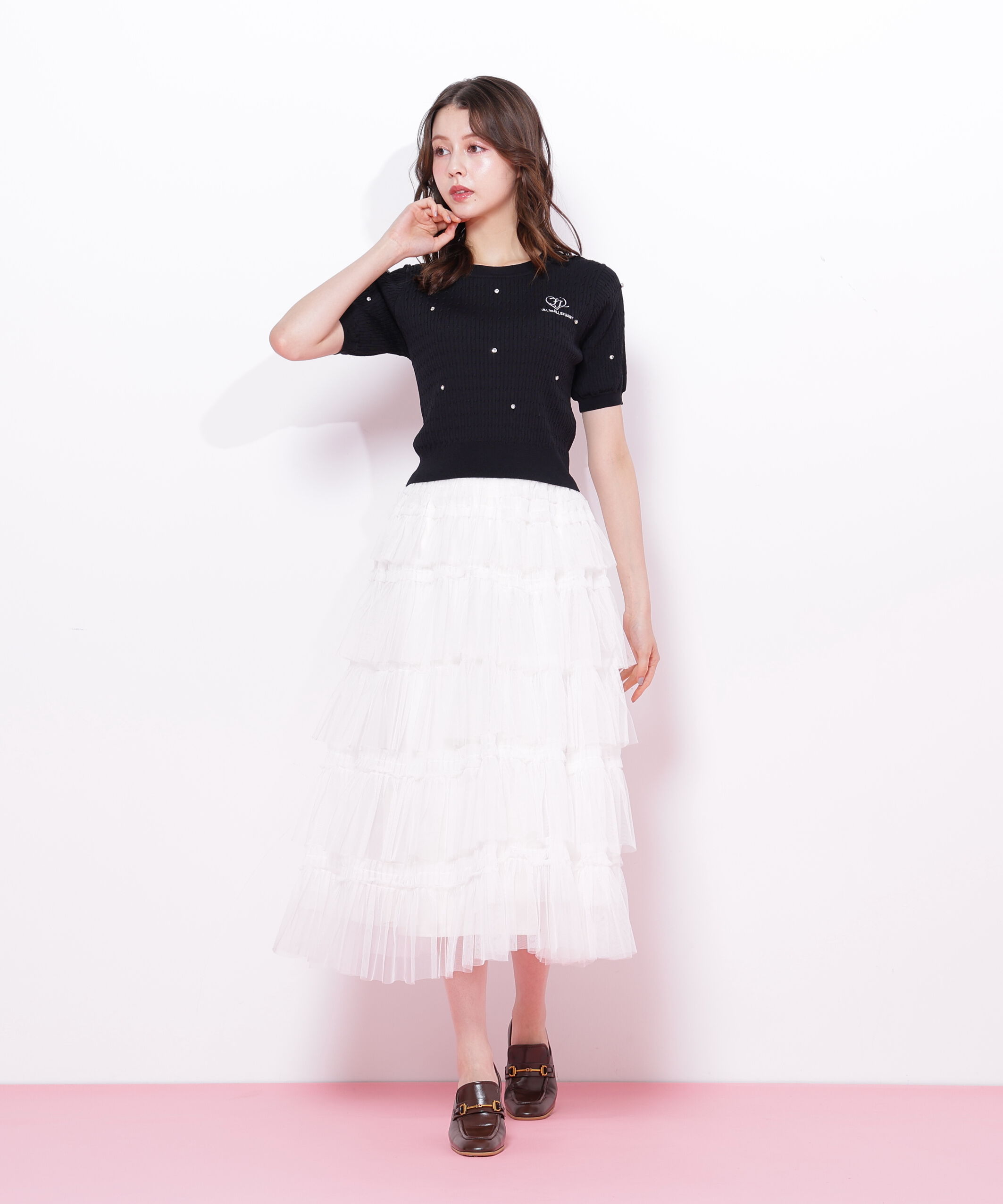  「ミニケーブルハート刺繍ニット」|ニット・セーター|