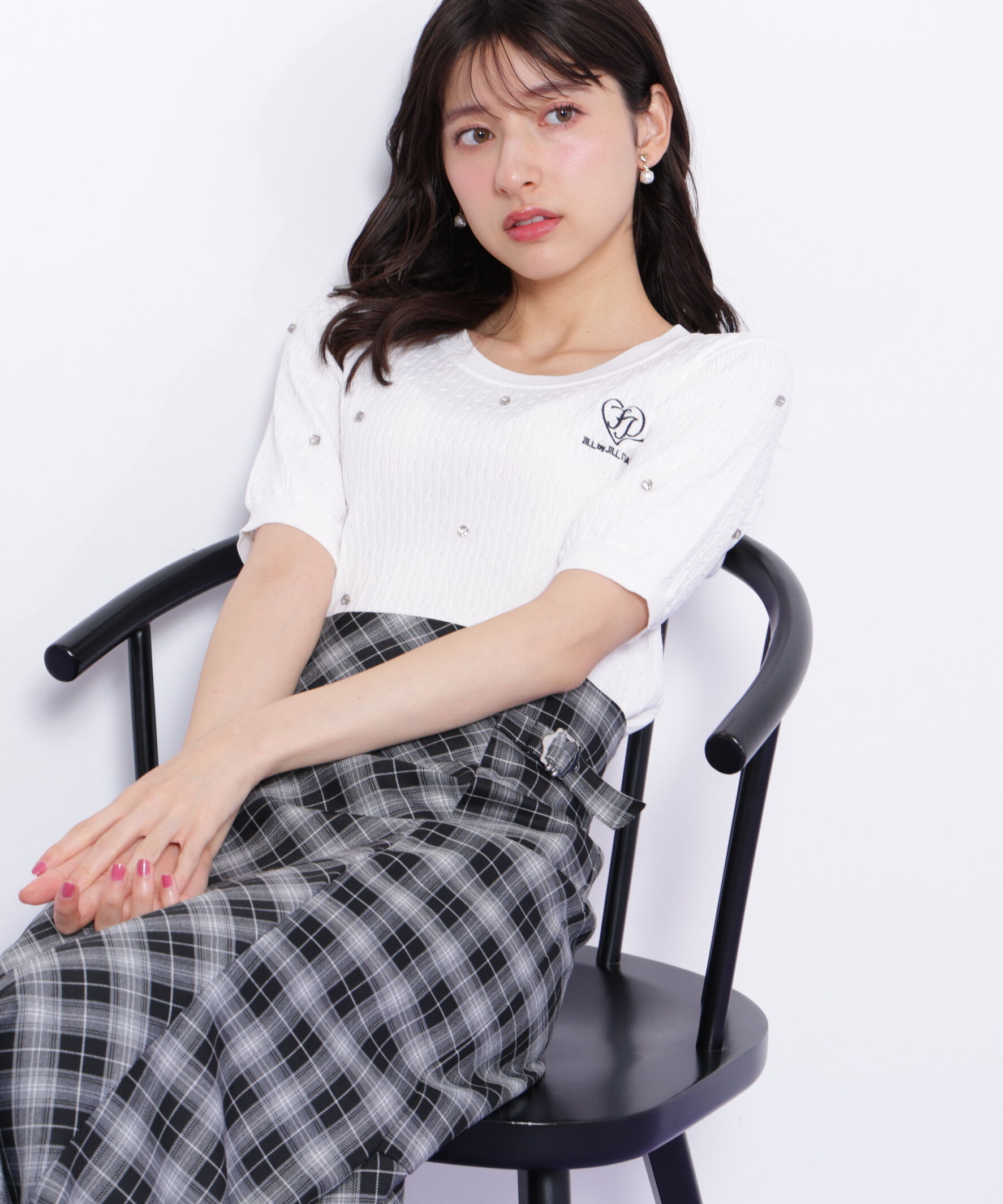  「ミニケーブルハート刺繍ニット」|ニット・セーター|