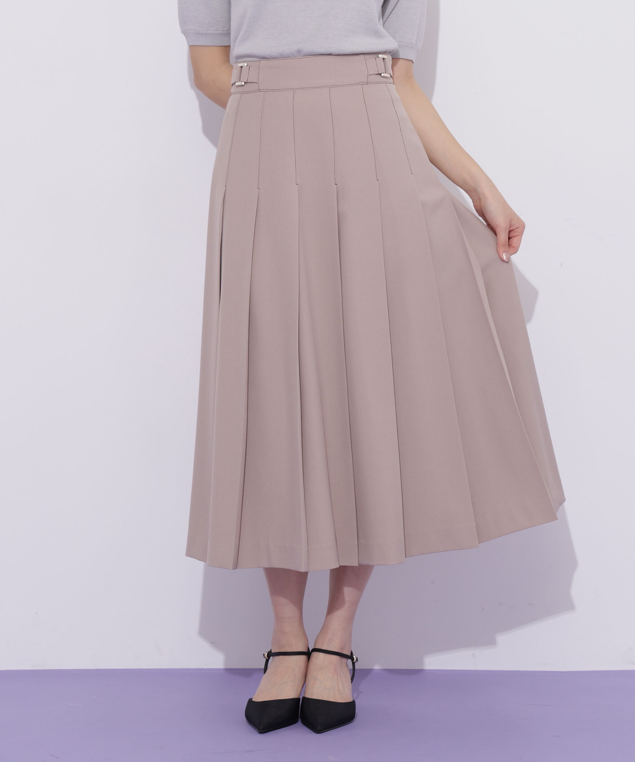  「サイドベルトプリーツスカート」|スカート|