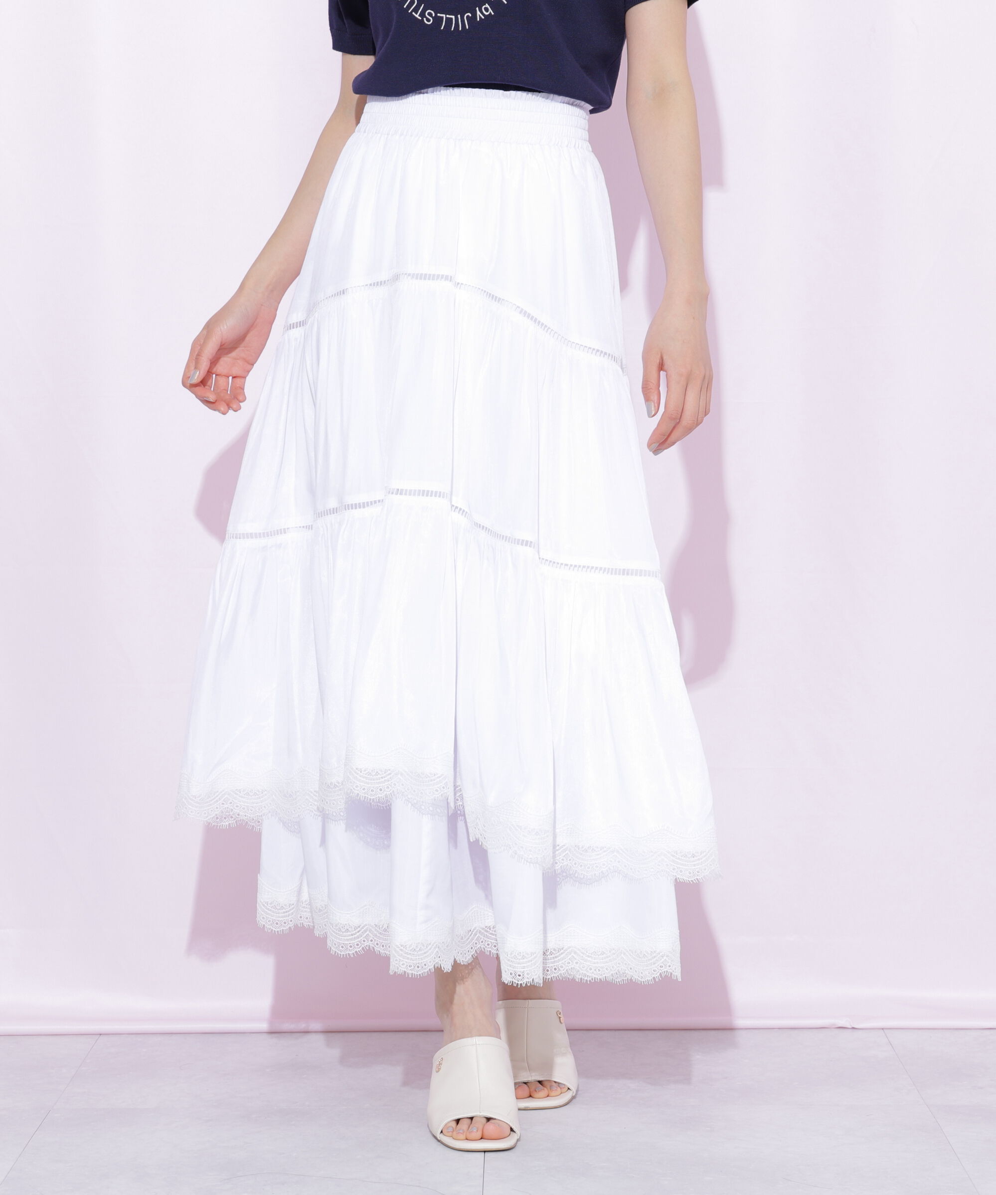  「コットンライクティアードスカート」|スカート|