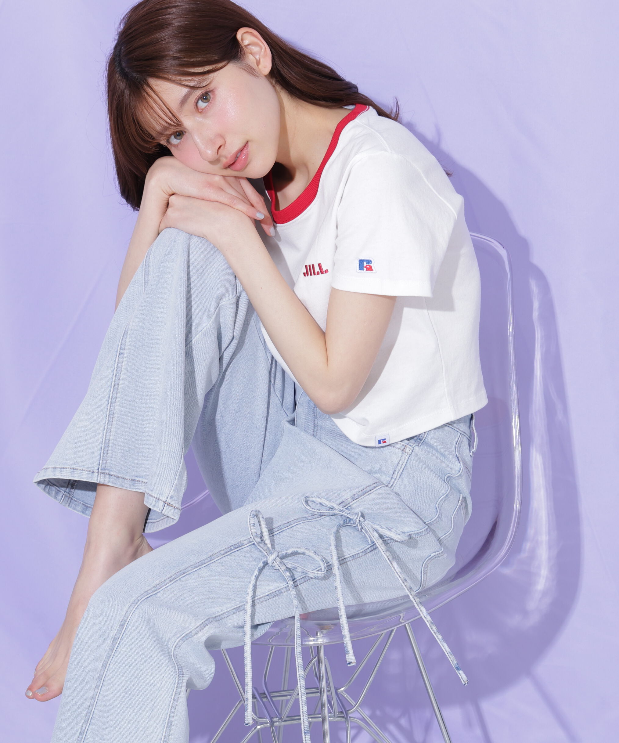  「サイドリボンフレアデニムパンツ」|その他|