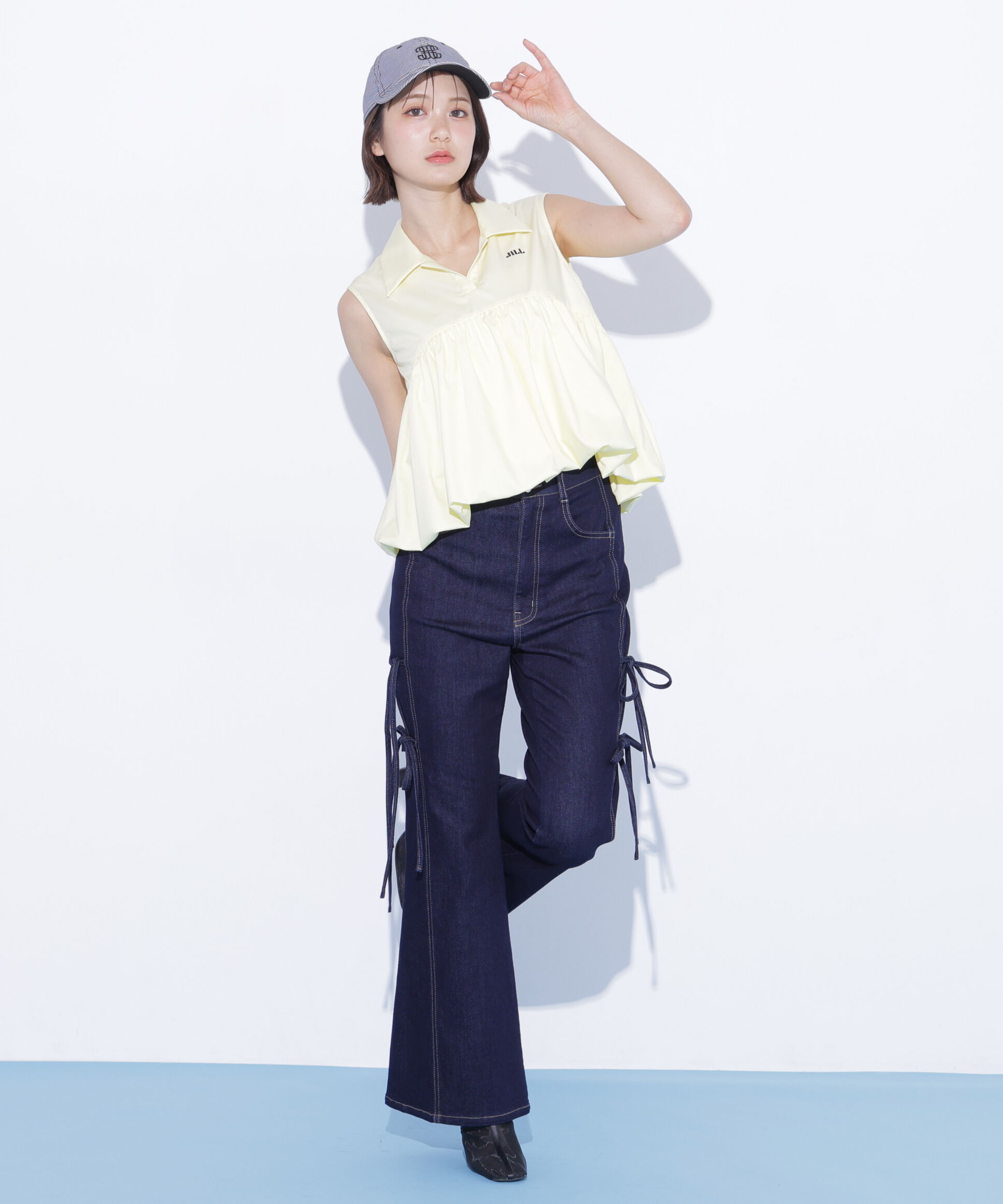  「サイドリボンフレアデニムパンツ」|その他|