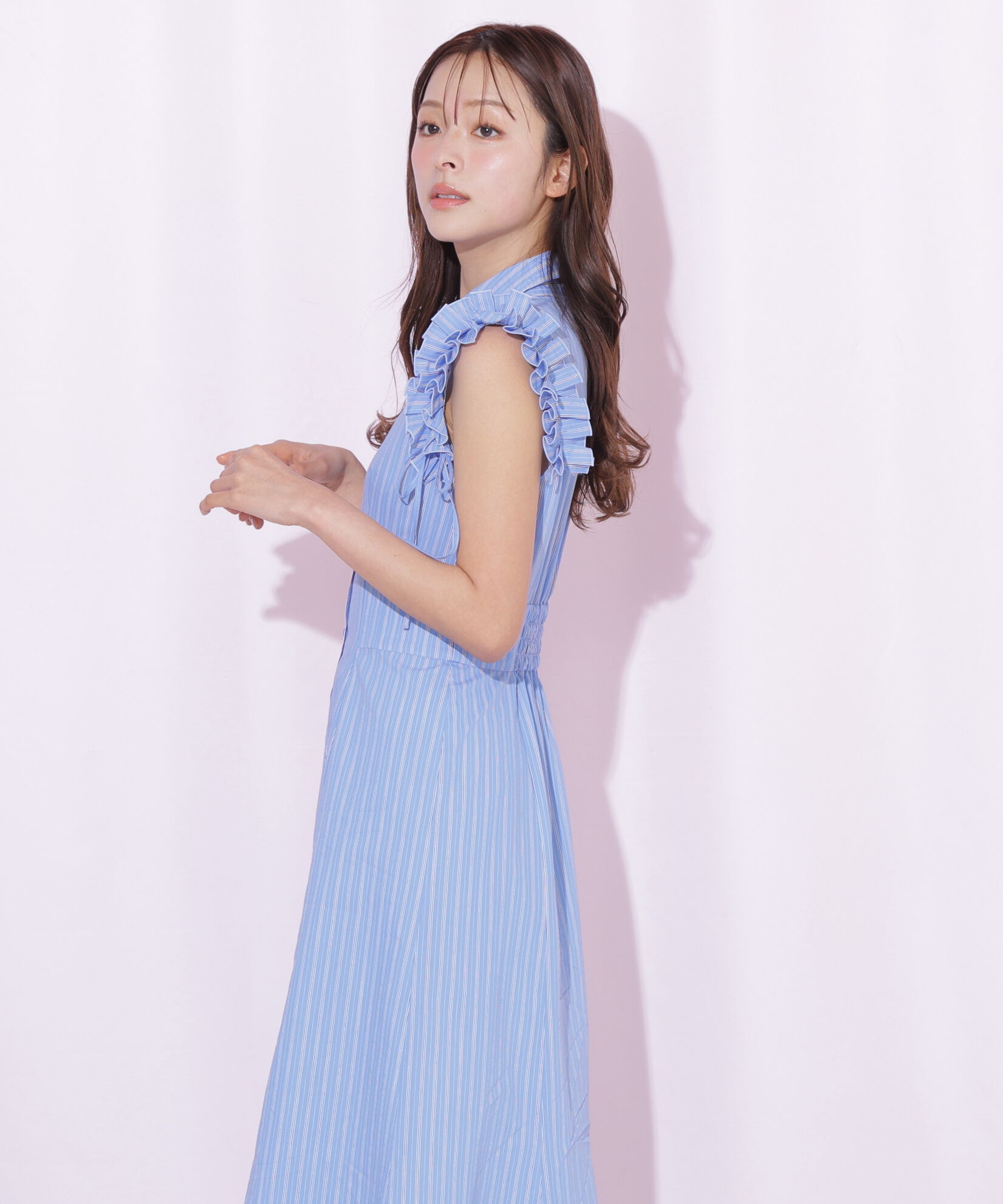  「ショルダーフリルワンピース」|ワンピース|