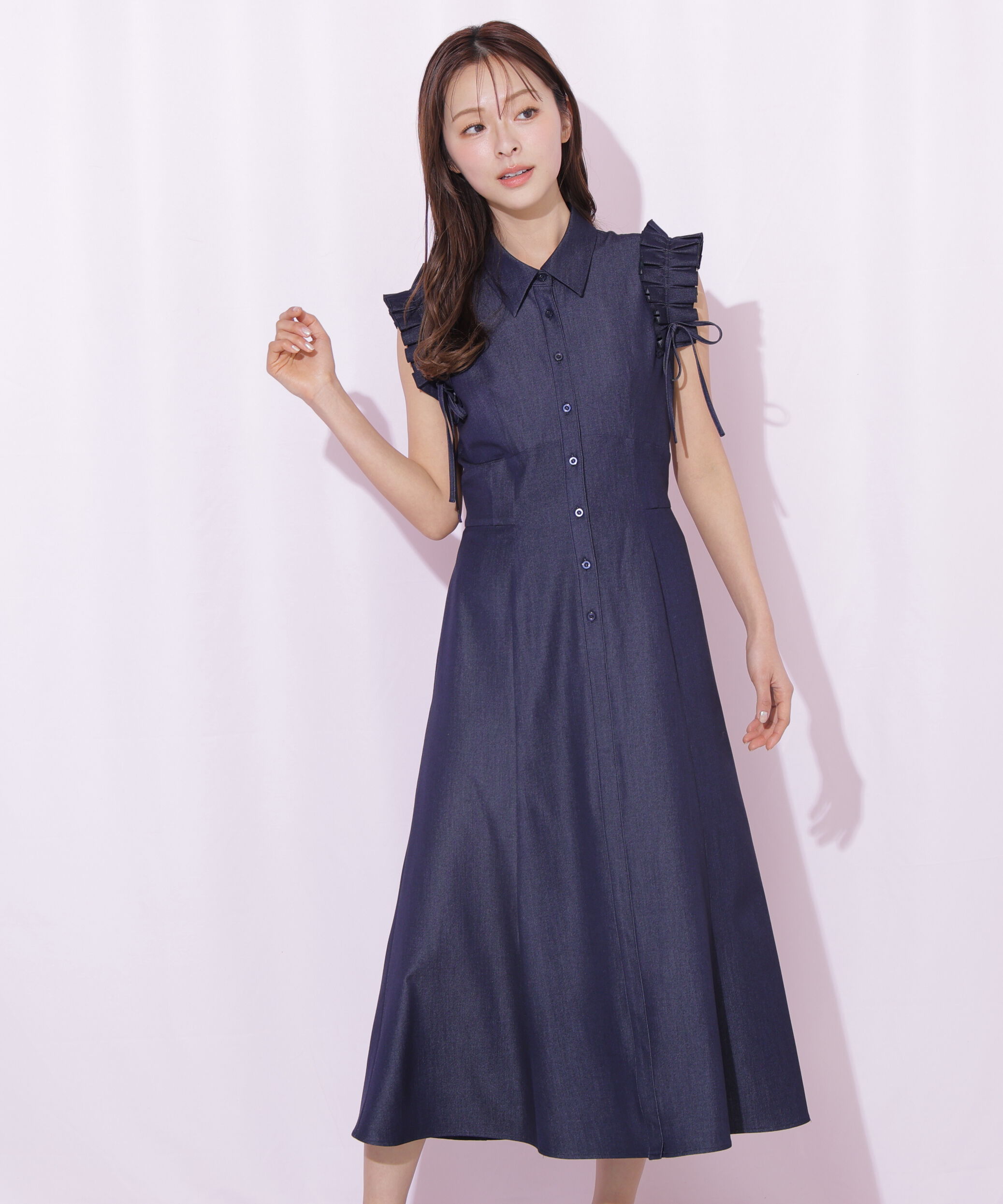  「ショルダーフリルワンピース」|ワンピース|