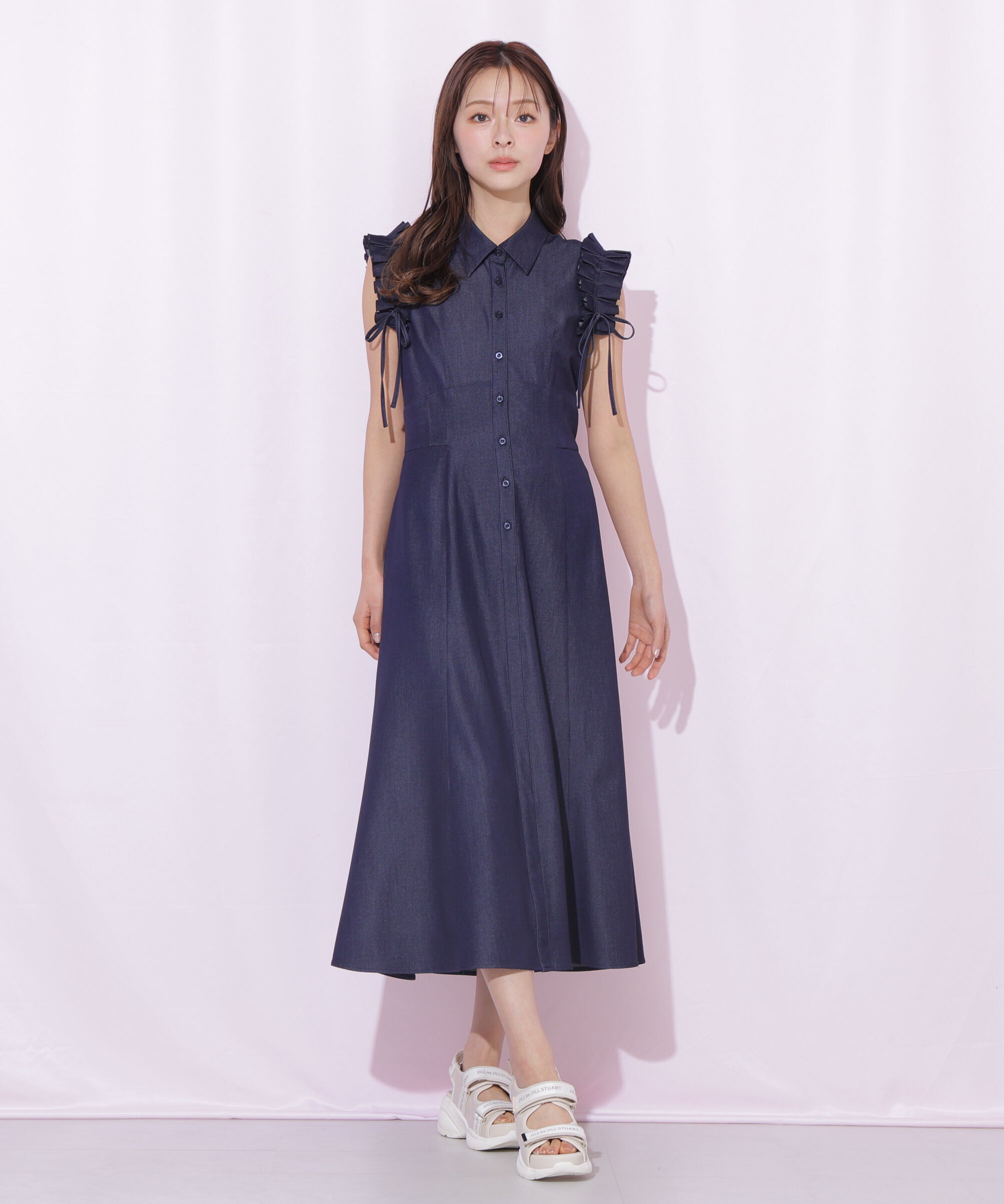  「ショルダーフリルワンピース」|ワンピース|