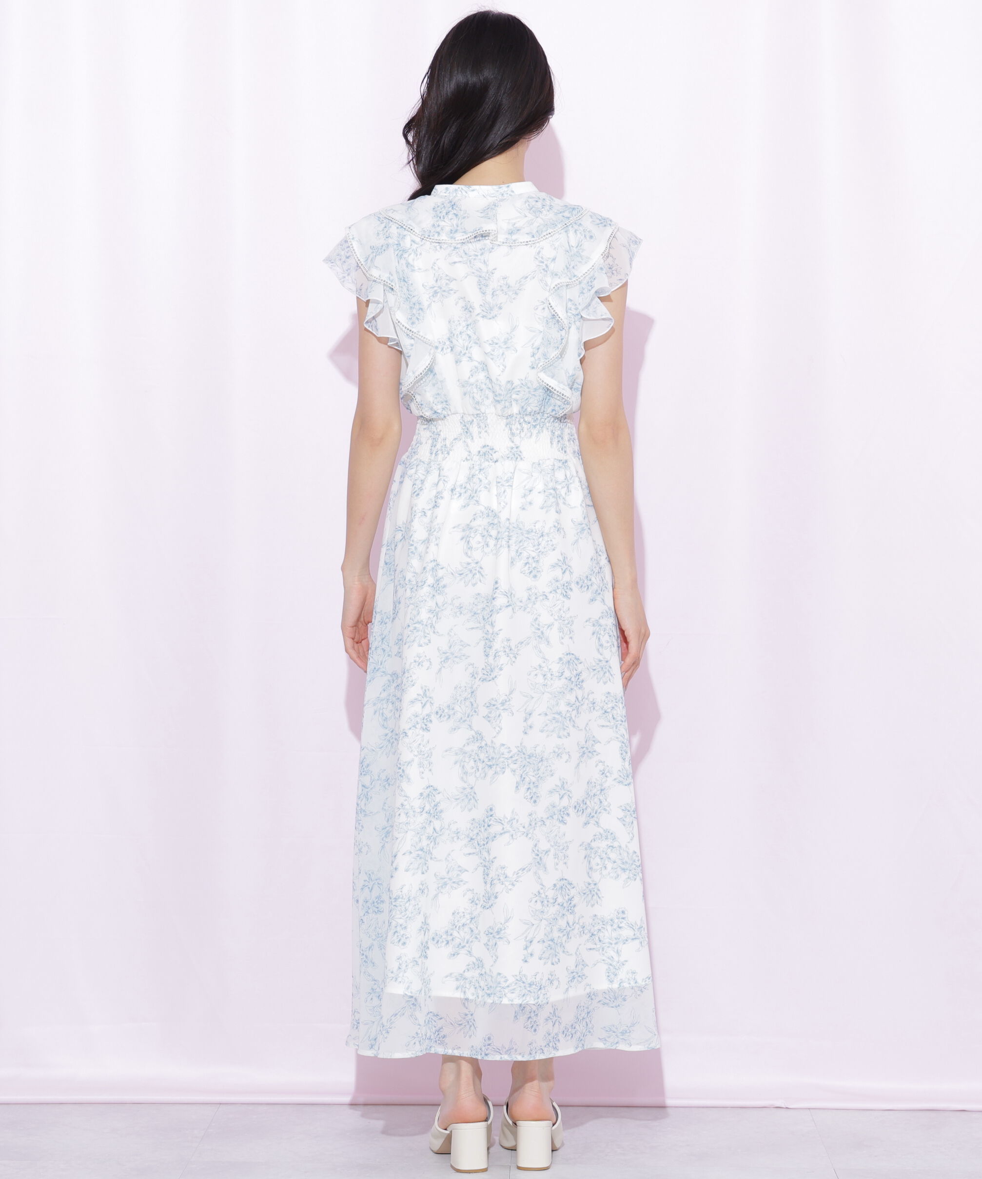  「フラワープリントラッフルワンピース」|ワンピース|