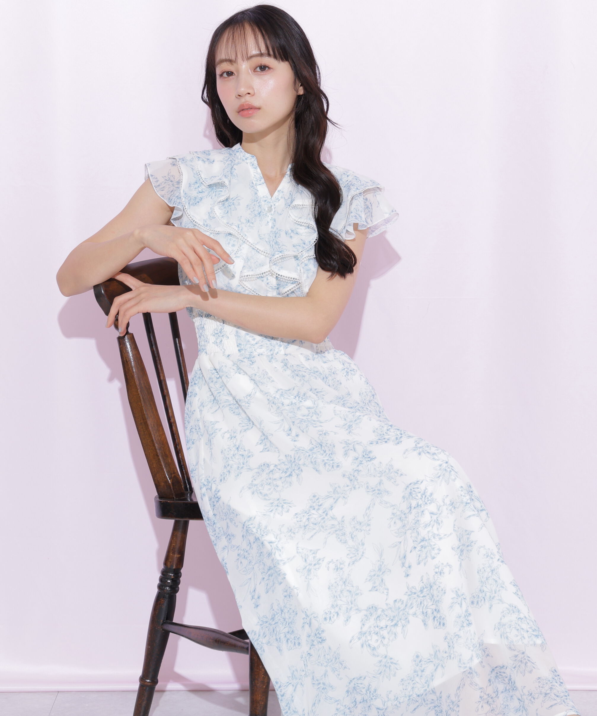  「フラワープリントラッフルワンピース」|ワンピース|