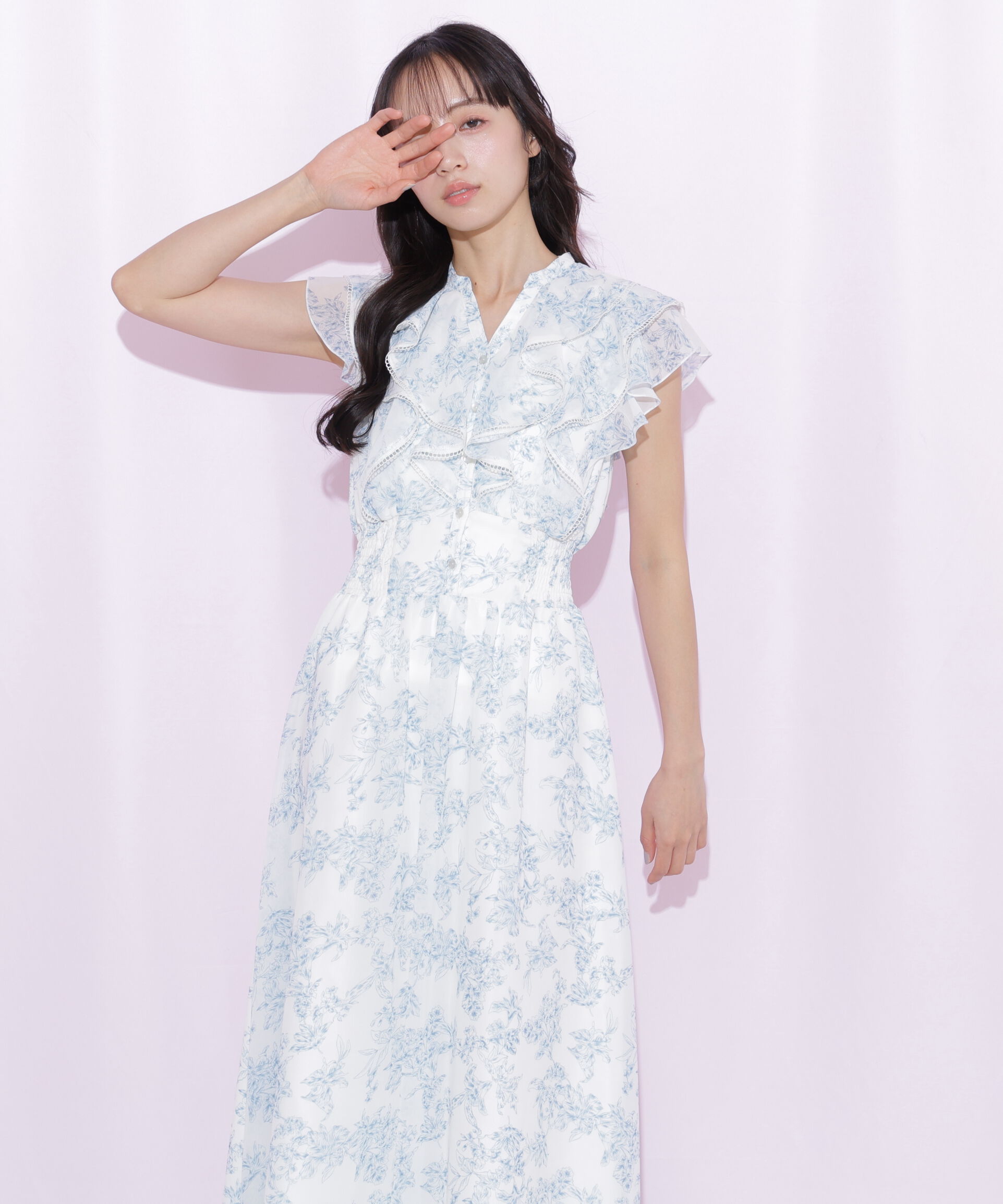  「フラワープリントラッフルワンピース」|ワンピース|