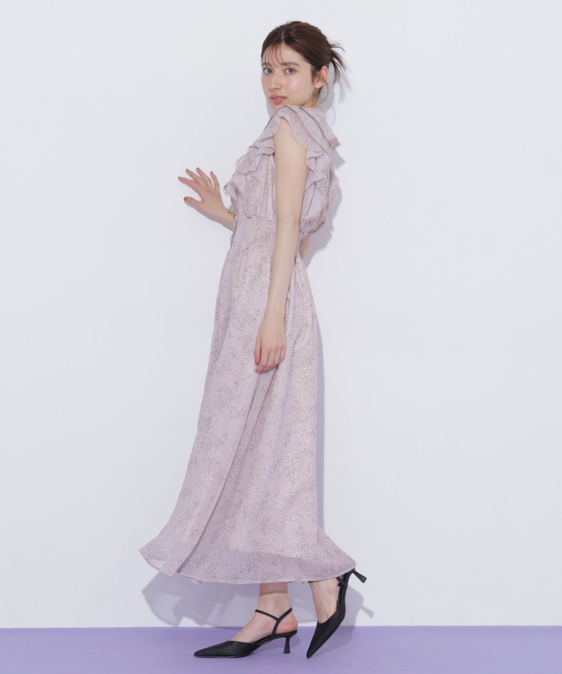  「フラワープリントラッフルワンピース」|ワンピース|