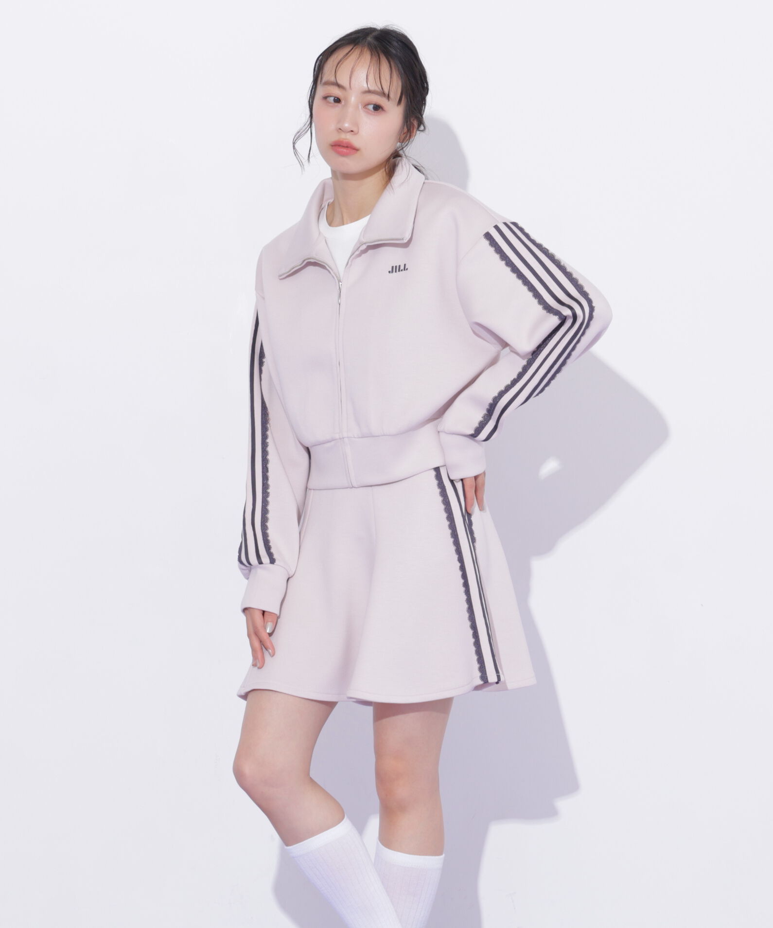  「配色ラインレースジャケット」|Tシャツ・カットソー|