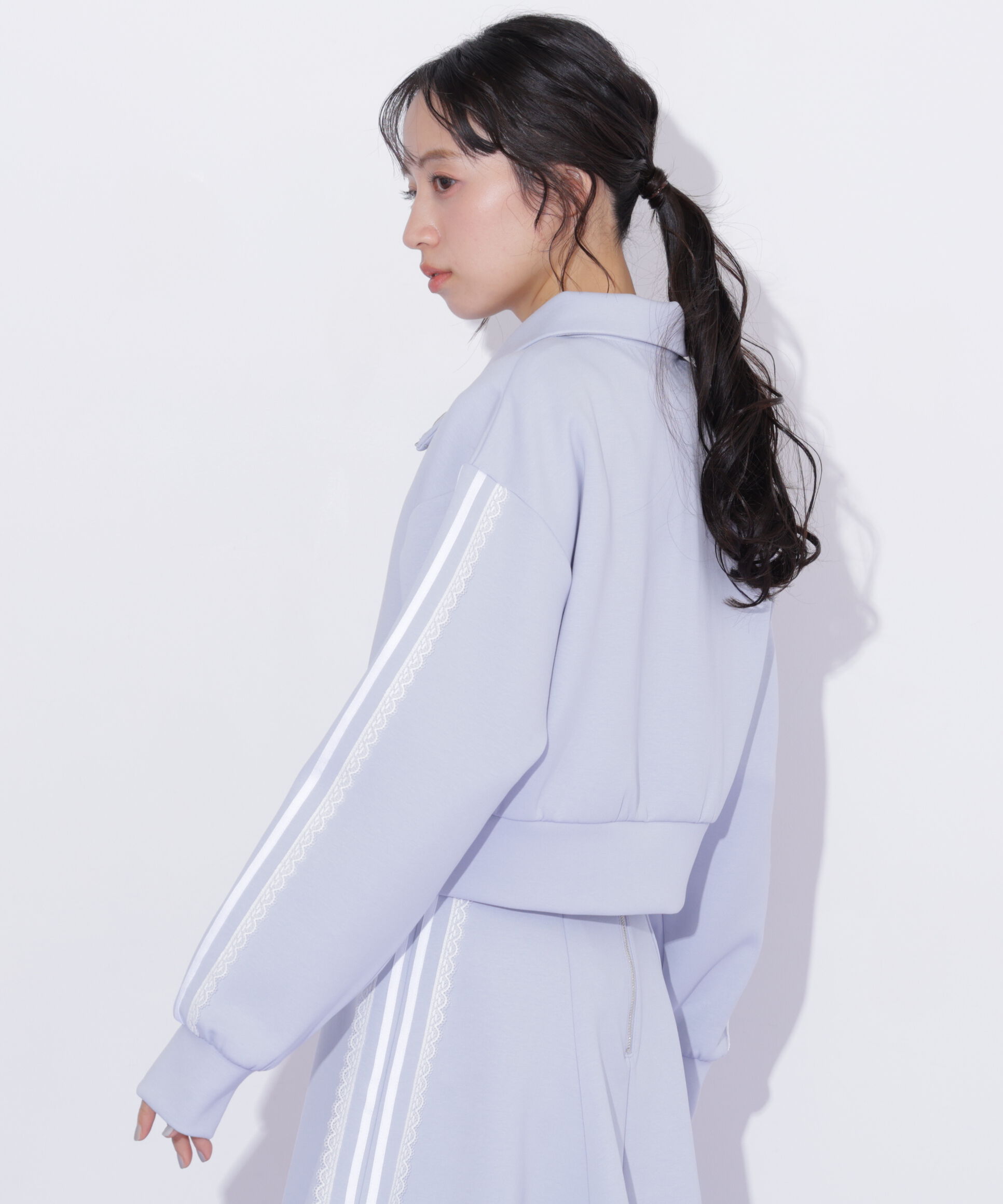  「配色ラインレースジャケット」|Tシャツ・カットソー|