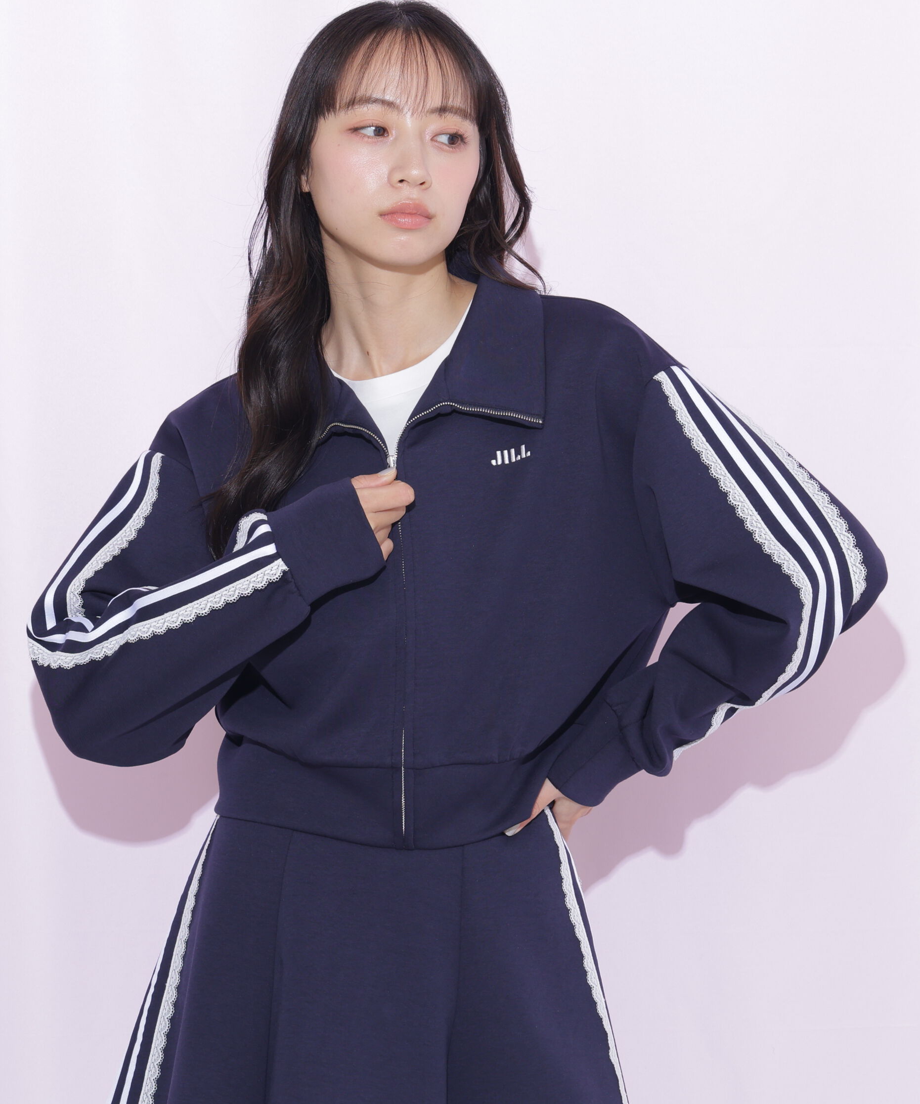  「配色ラインレースジャケット」|Tシャツ・カットソー|