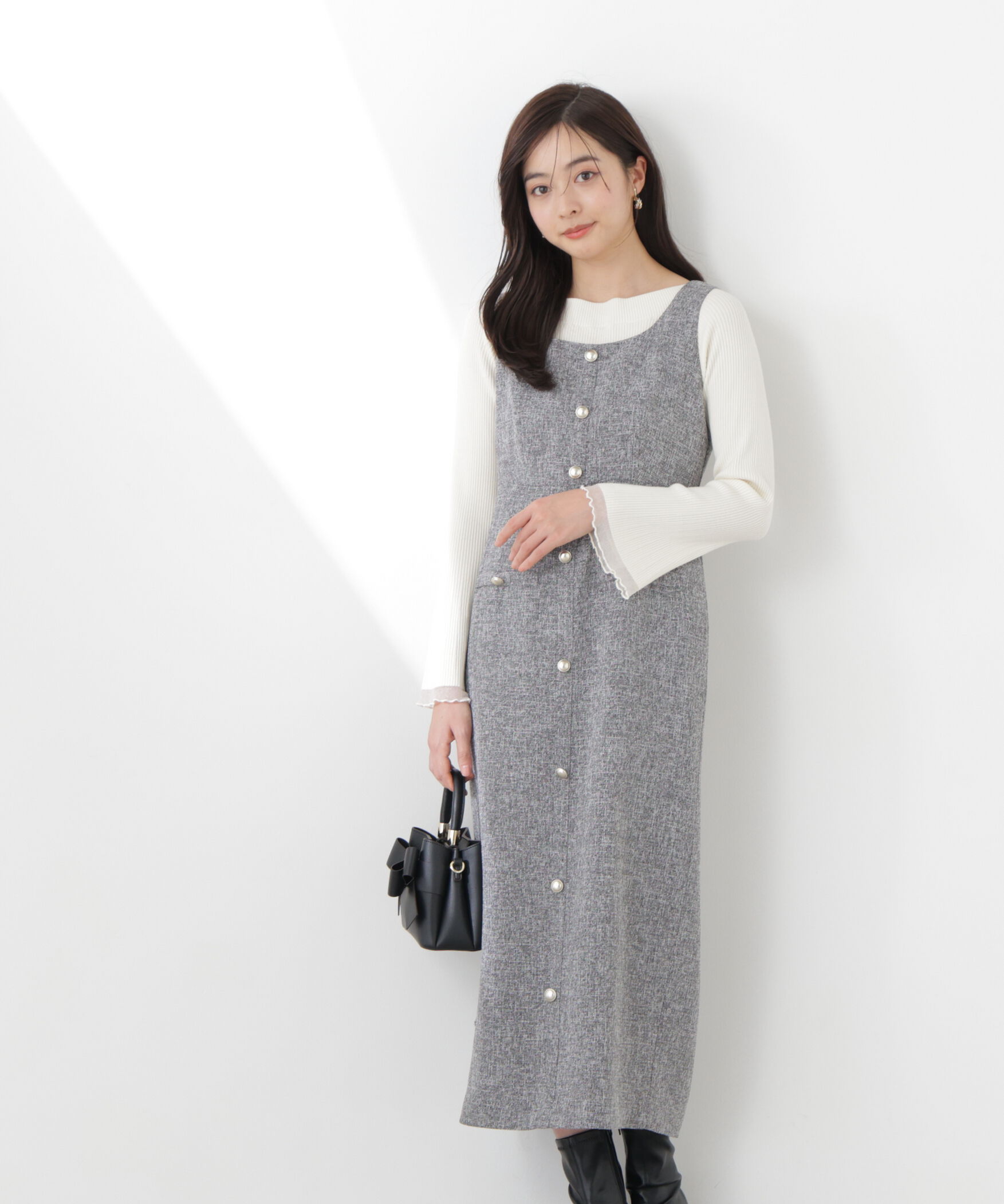 PROPORTION BODY DRESSING「スプリングツイードジャンスカ　26SS」|ワンピース|ブラック