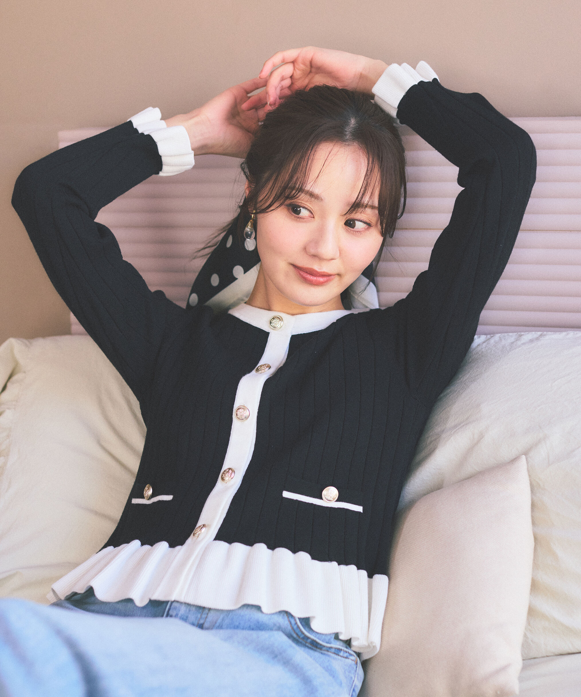 PROPORTION BODY DRESSING「ボタン付きペプラムニット26SS」|ニット・セーター|