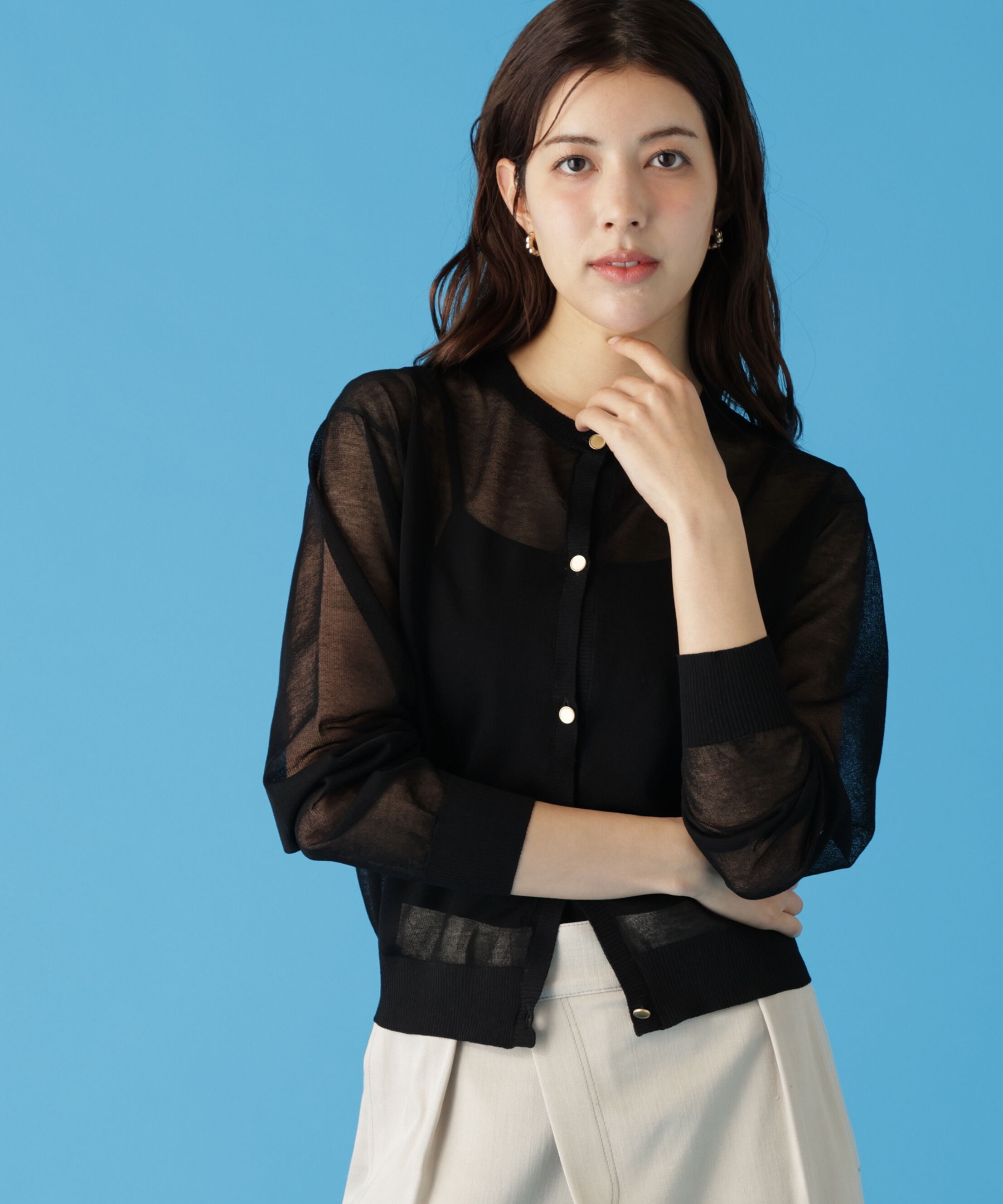  「◆シアーニットカーディガン」|その他|ブラック