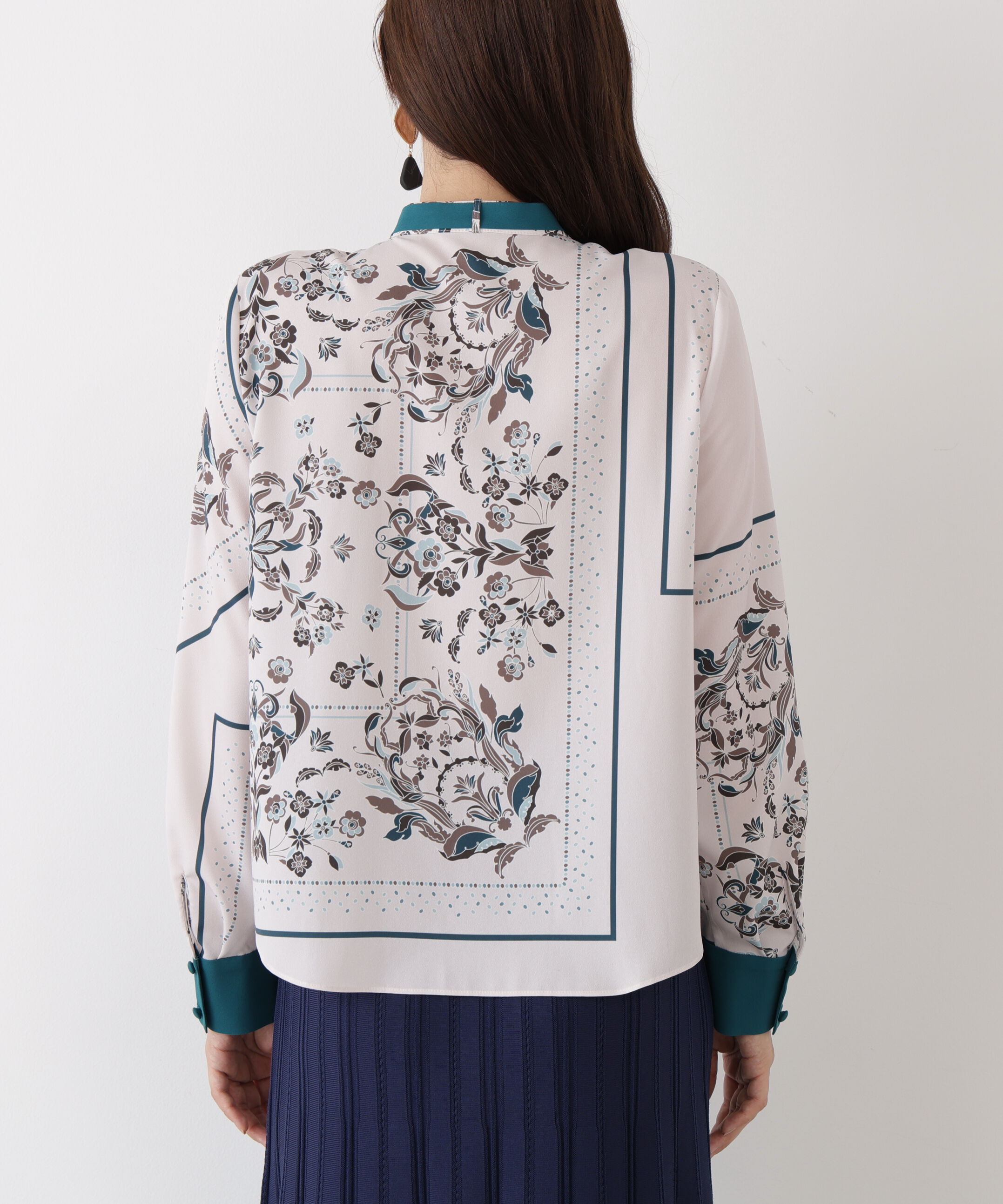  「◆フローラルスカーフプリントブラウス」|シャツ・ブラウス|