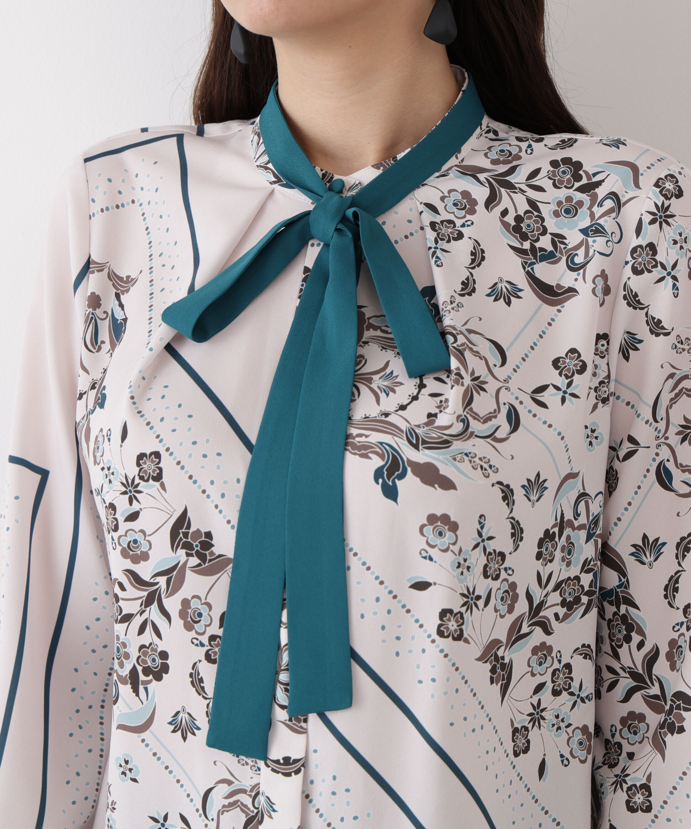  「◆フローラルスカーフプリントブラウス」|シャツ・ブラウス|
