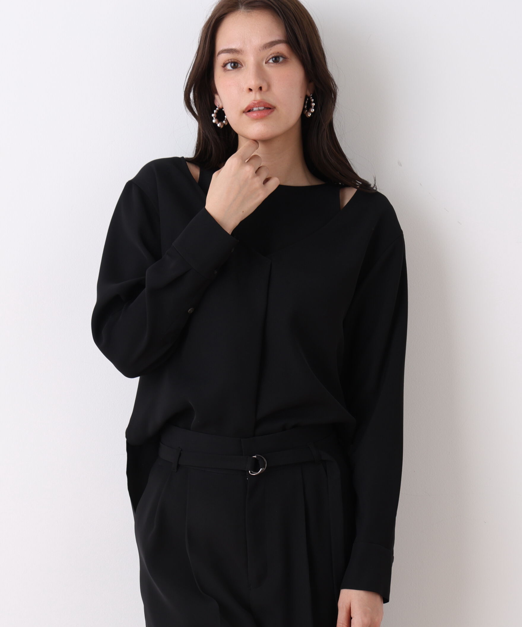  「ダブルサテンレイヤードブラウス」|シャツ・ブラウス|