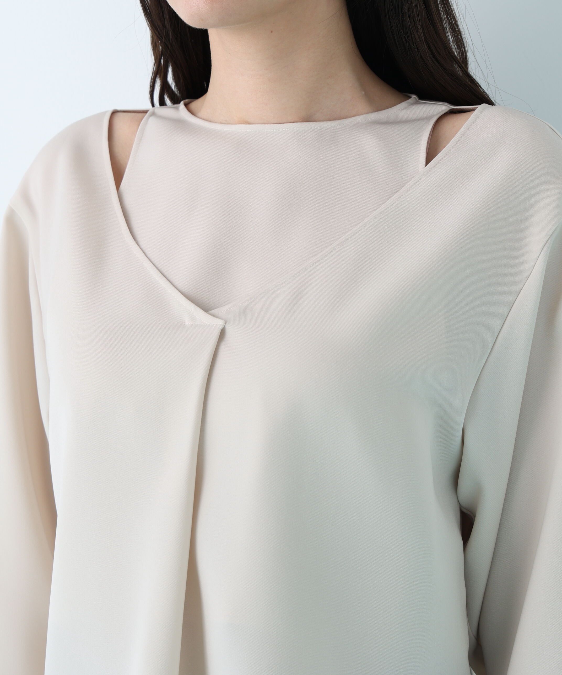  「ダブルサテンレイヤードブラウス」|シャツ・ブラウス|