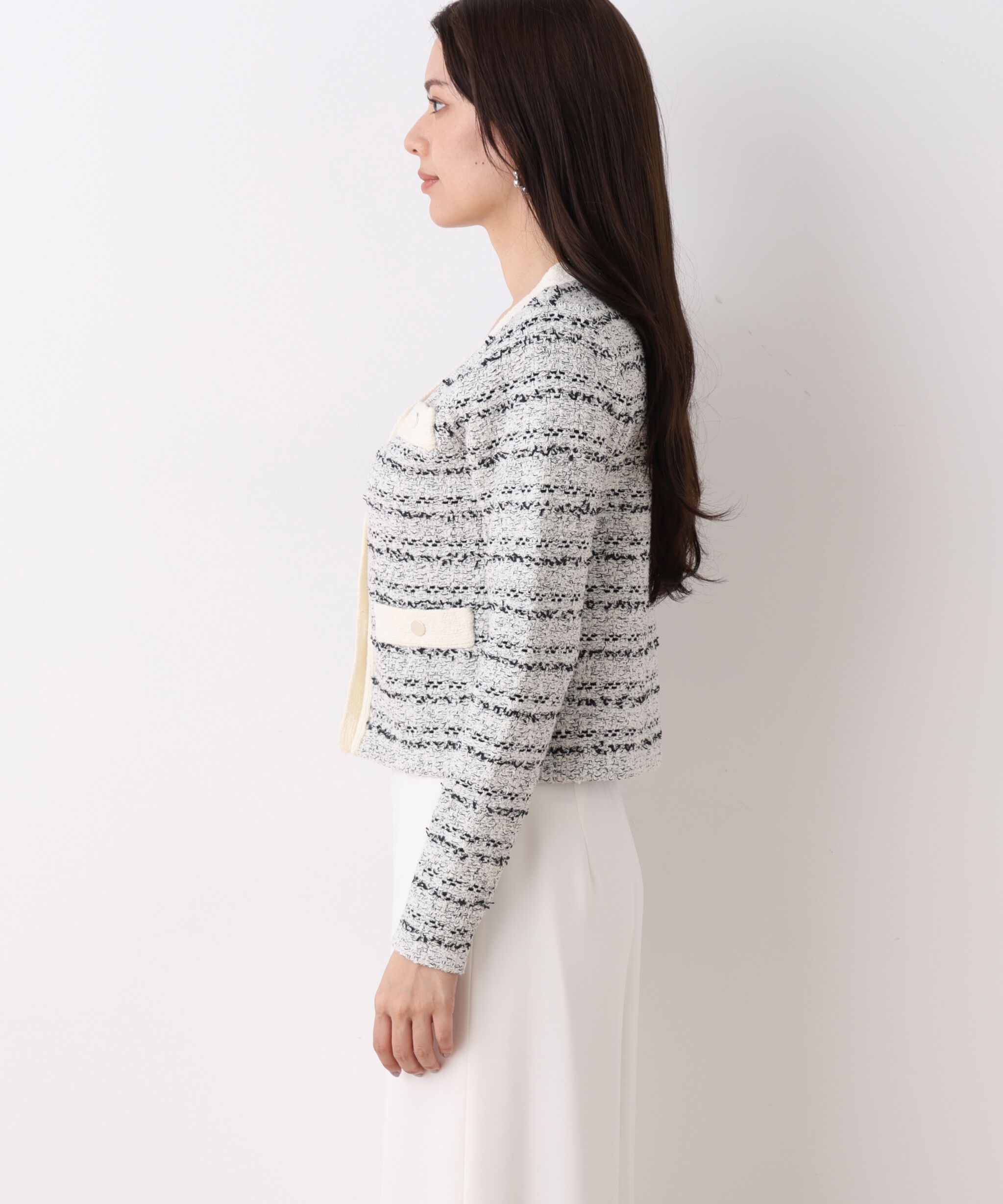  「ブークレーツイードＶネックカーディガン」|その他|